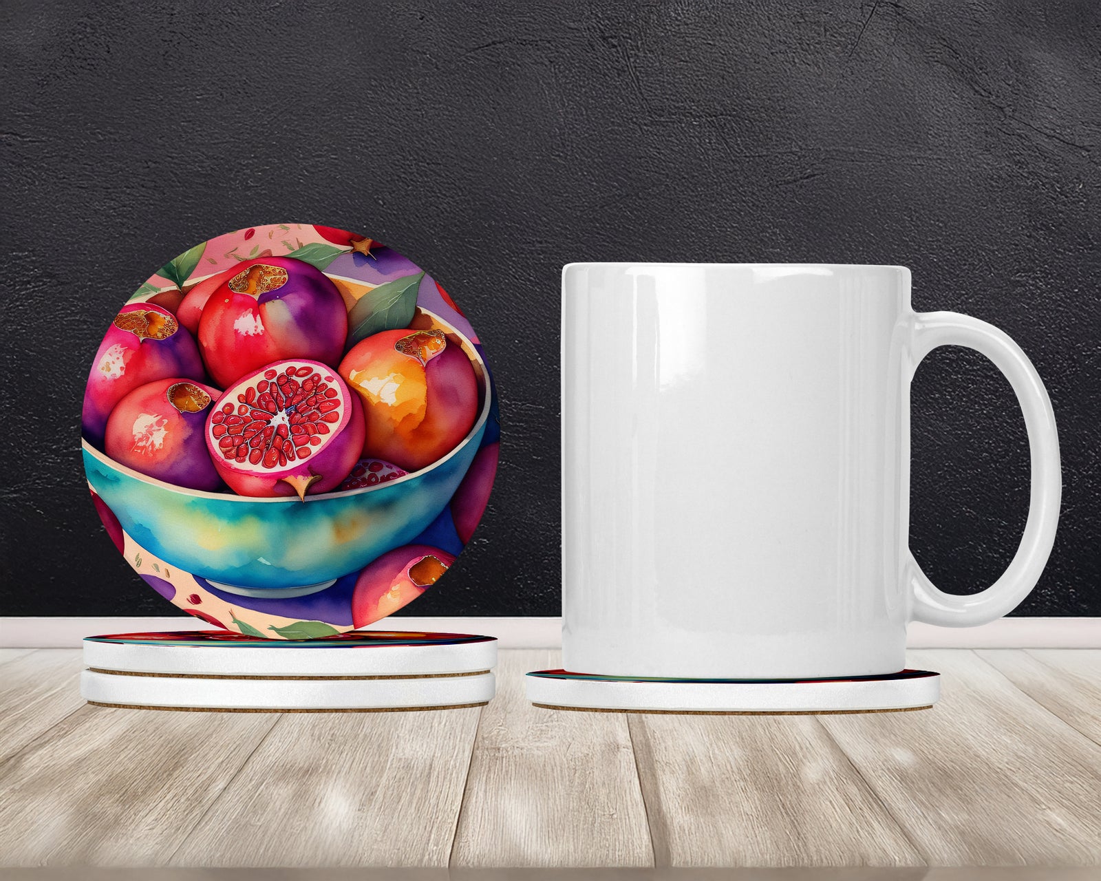 Caroline's Treasures Colorful Pomegranates Large Sandstone Coasters Pack of 4