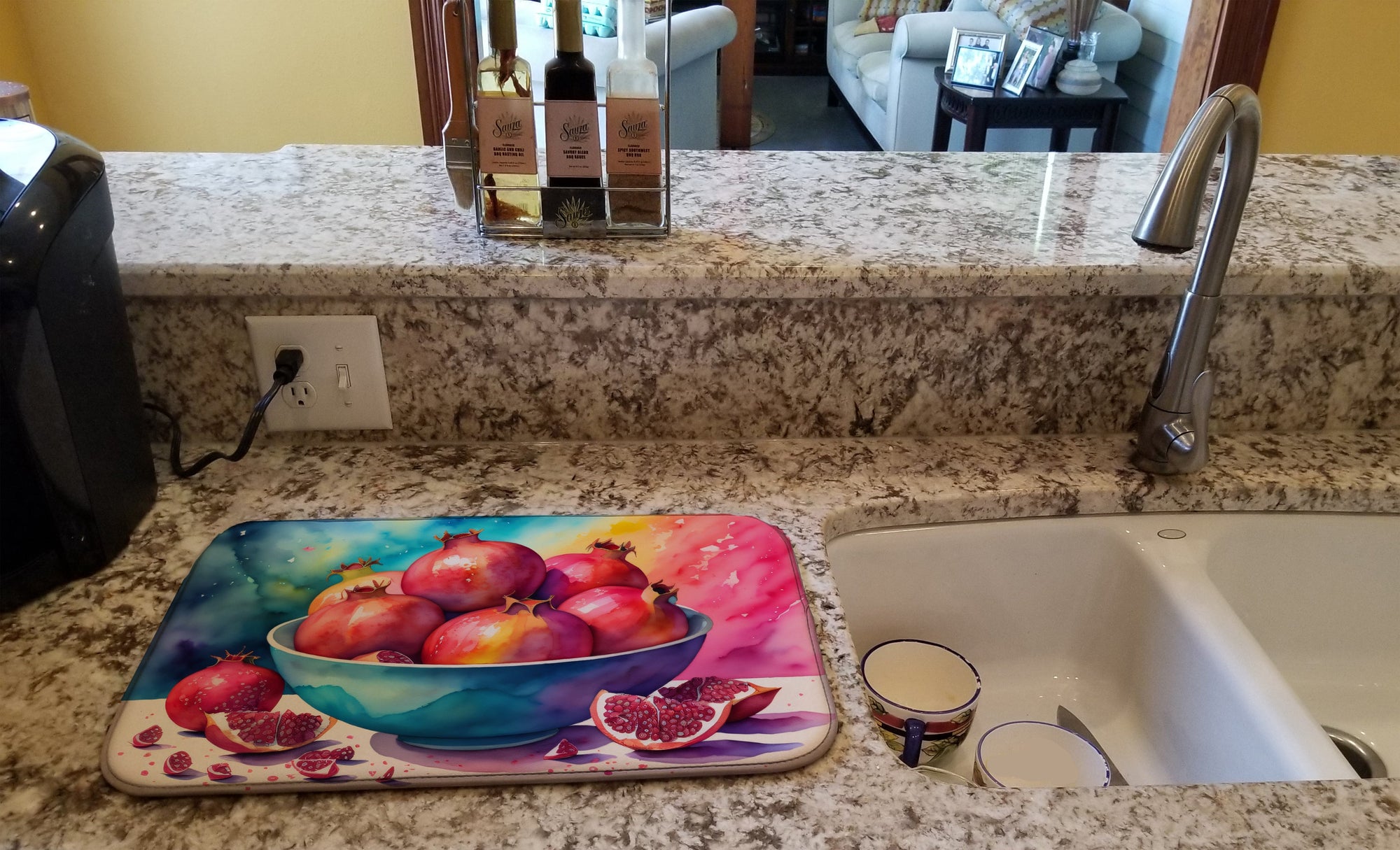 Caroline's Treasures Colorful Pomegranates Dish Drying Mat