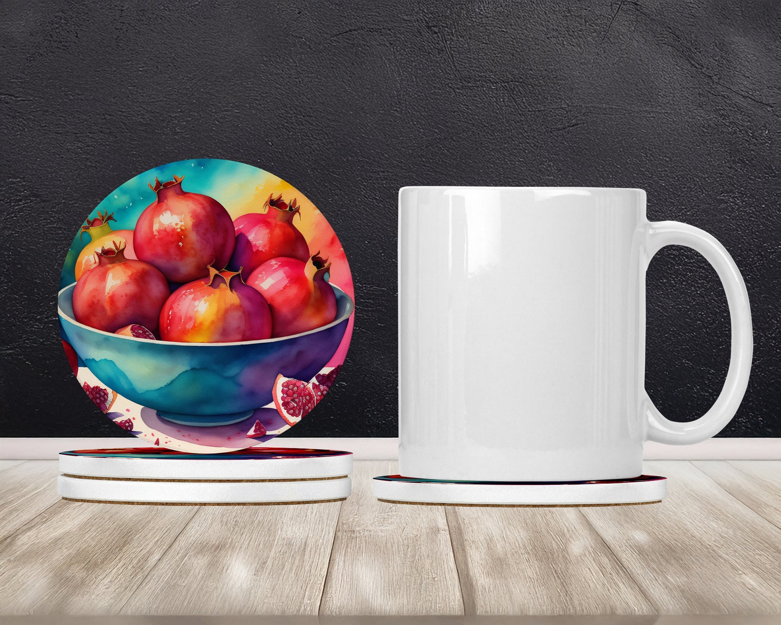 Caroline's Treasures Colorful Pomegranates Large Sandstone Coasters Pack of 4