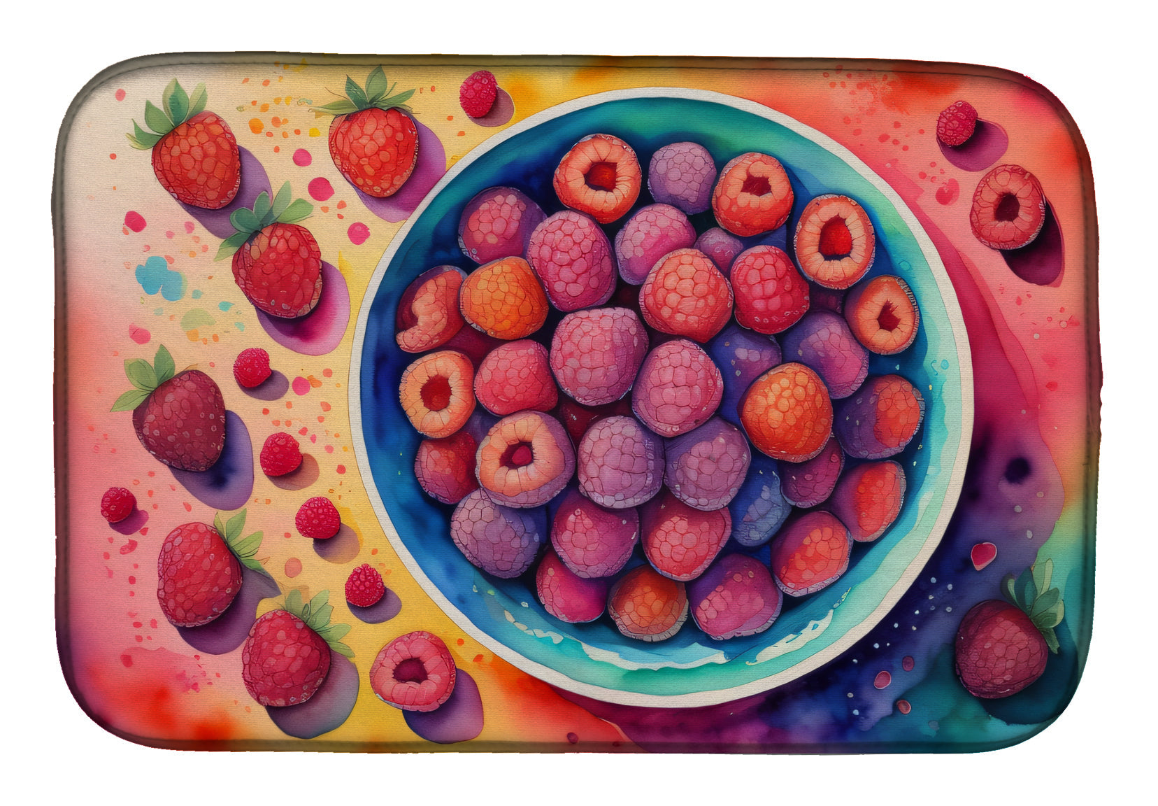 Caroline's Treasures Colorful Raspberries Dish Drying Mat