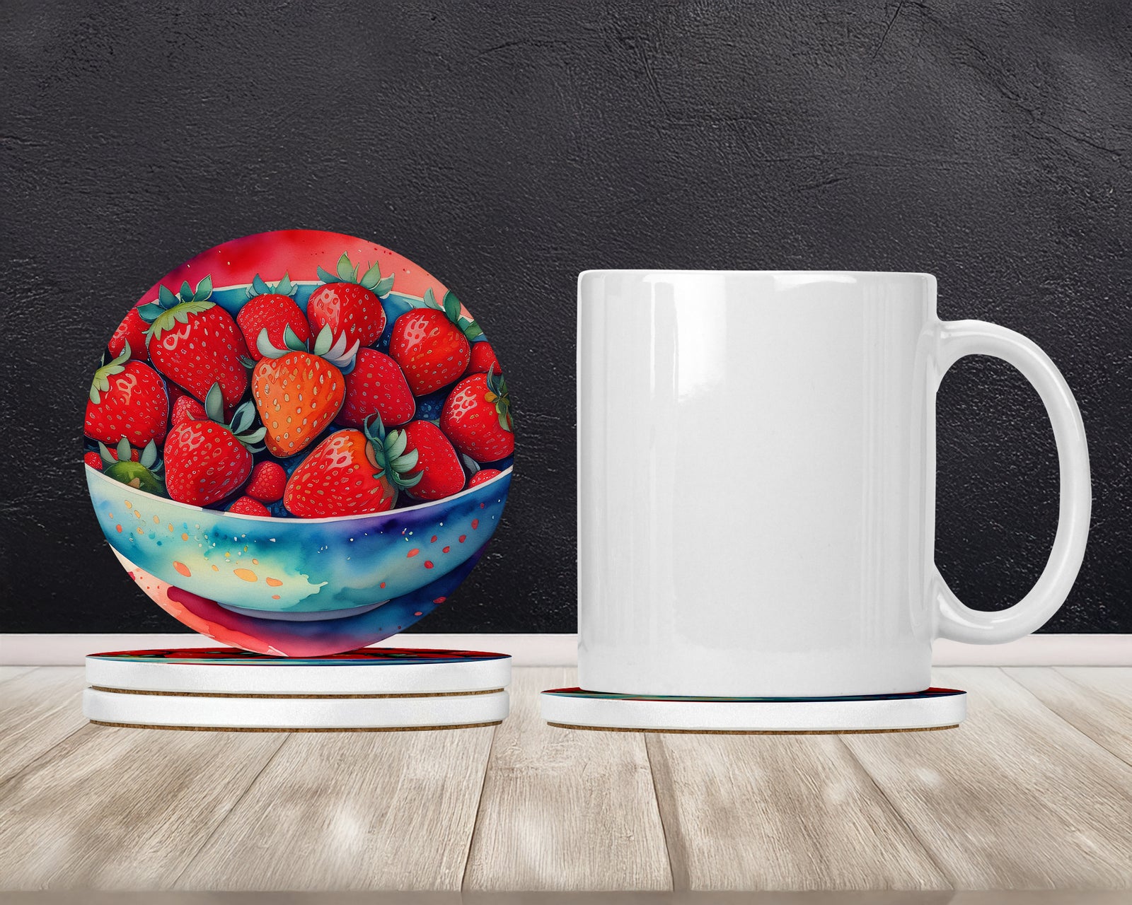 Caroline's Treasures Colorful Strawberries Large Sandstone Coasters Pack of 4