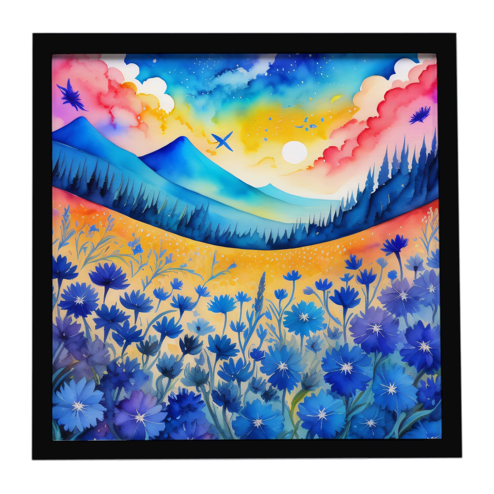 Caroline's Treasures Colorful Blue Cornflowers Framed Metal Print
