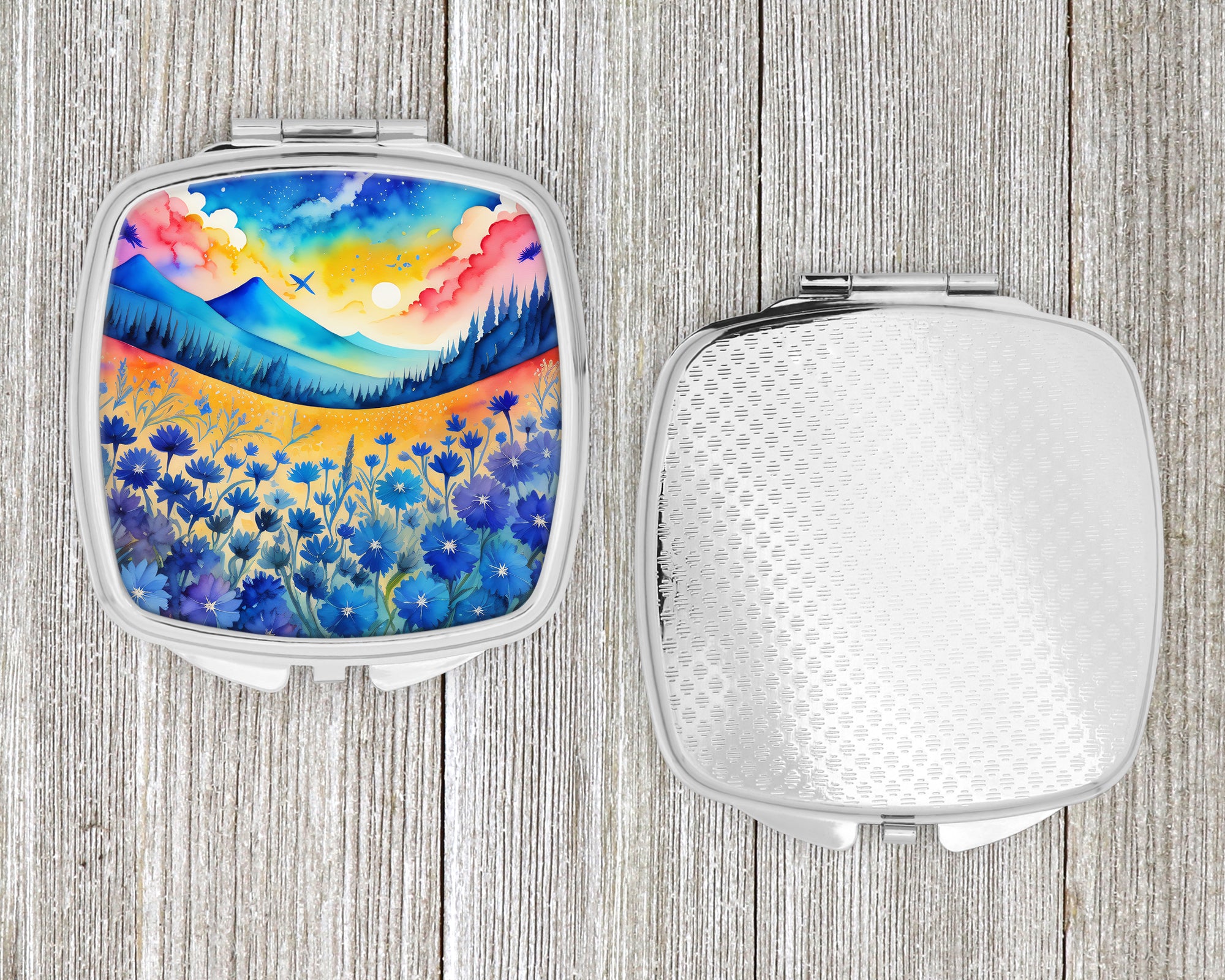 Colorful Blue Cornflowers Compact Mirror