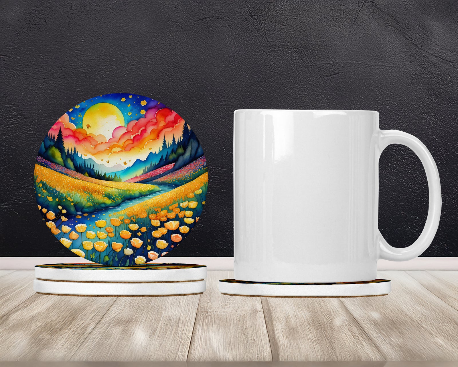 Caroline's Treasures Colorful Buttercups Large Sandstone Coasters Pack of 4