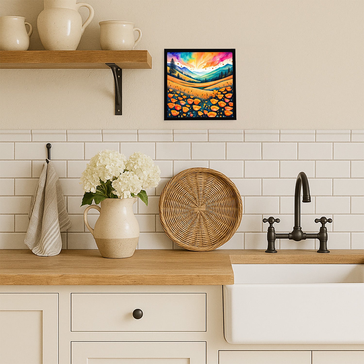 Caroline's Treasures Colorful California poppies Framed Metal Print