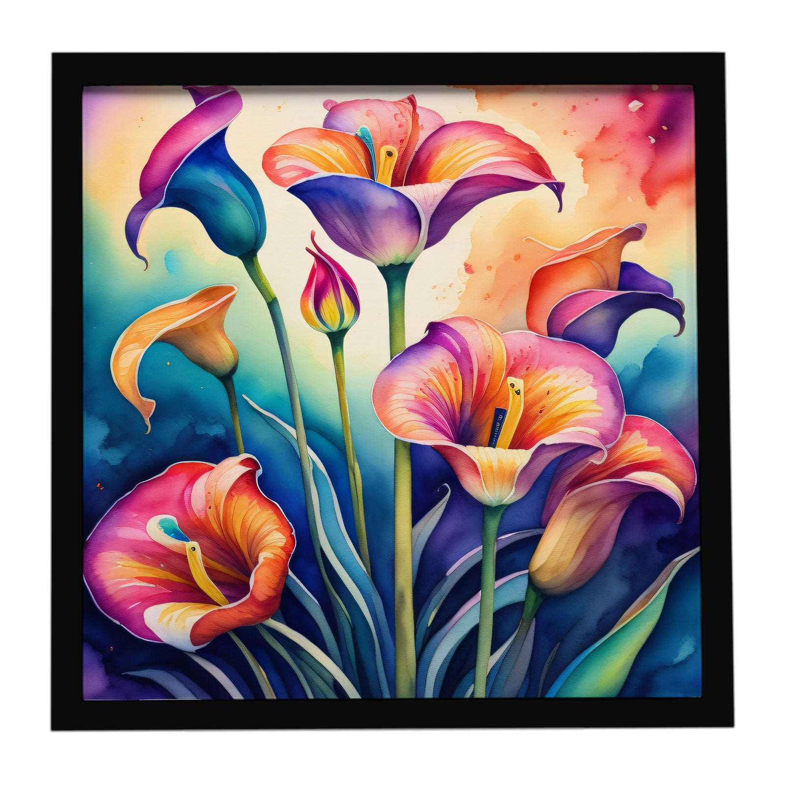 Caroline's Treasures Colorful Calla Lilies Framed Metal Print