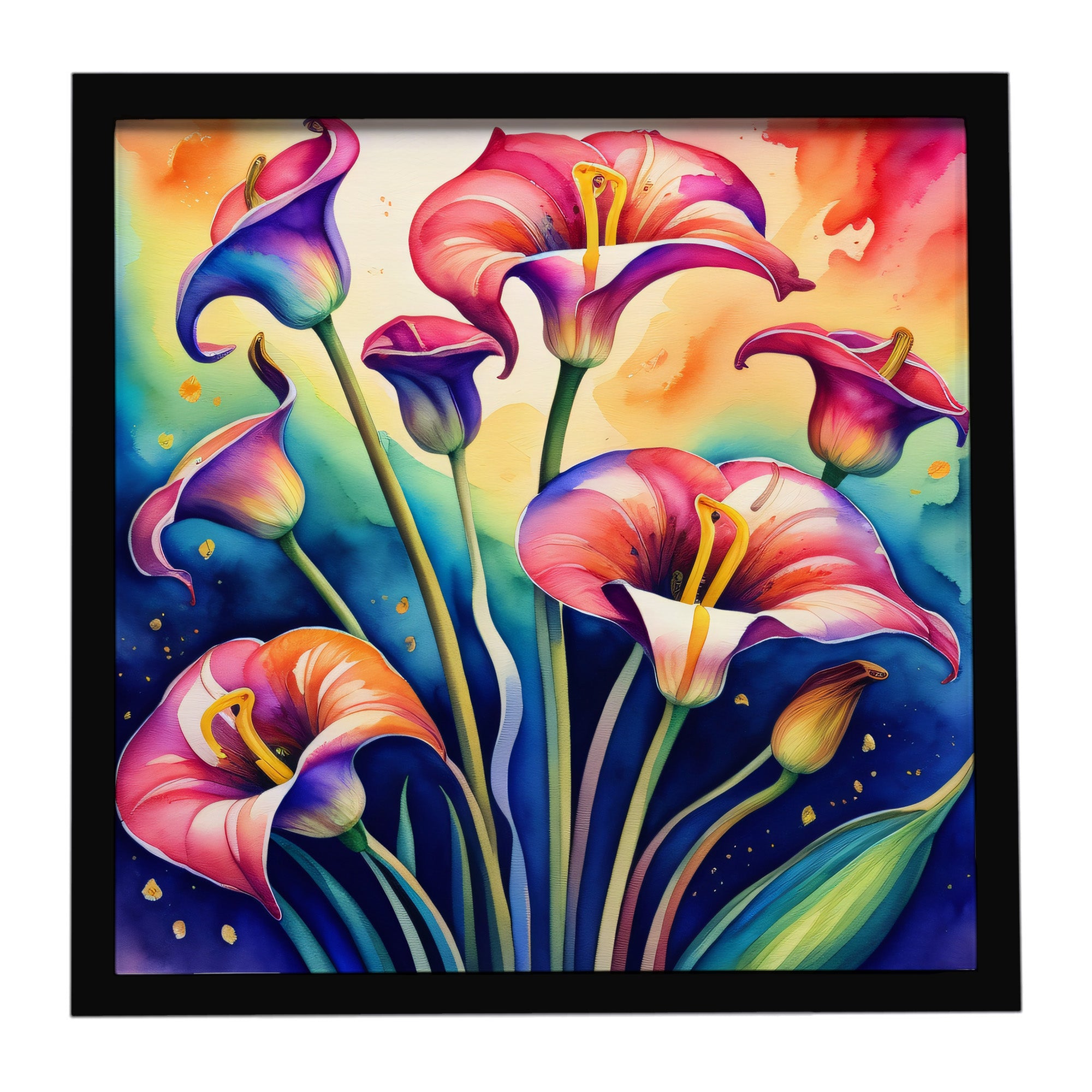 Caroline's Treasures Colorful Calla Lilies Framed Metal Print