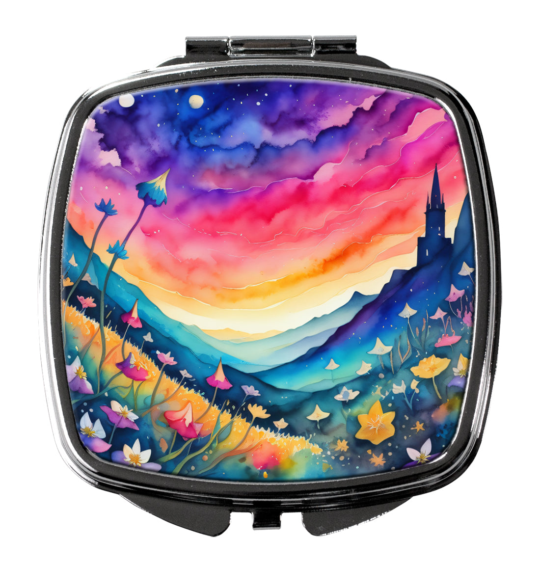 Caroline's Treasures Colorful Campanula Compact Mirror – Stylish Purse Mirror with Artistic Covers