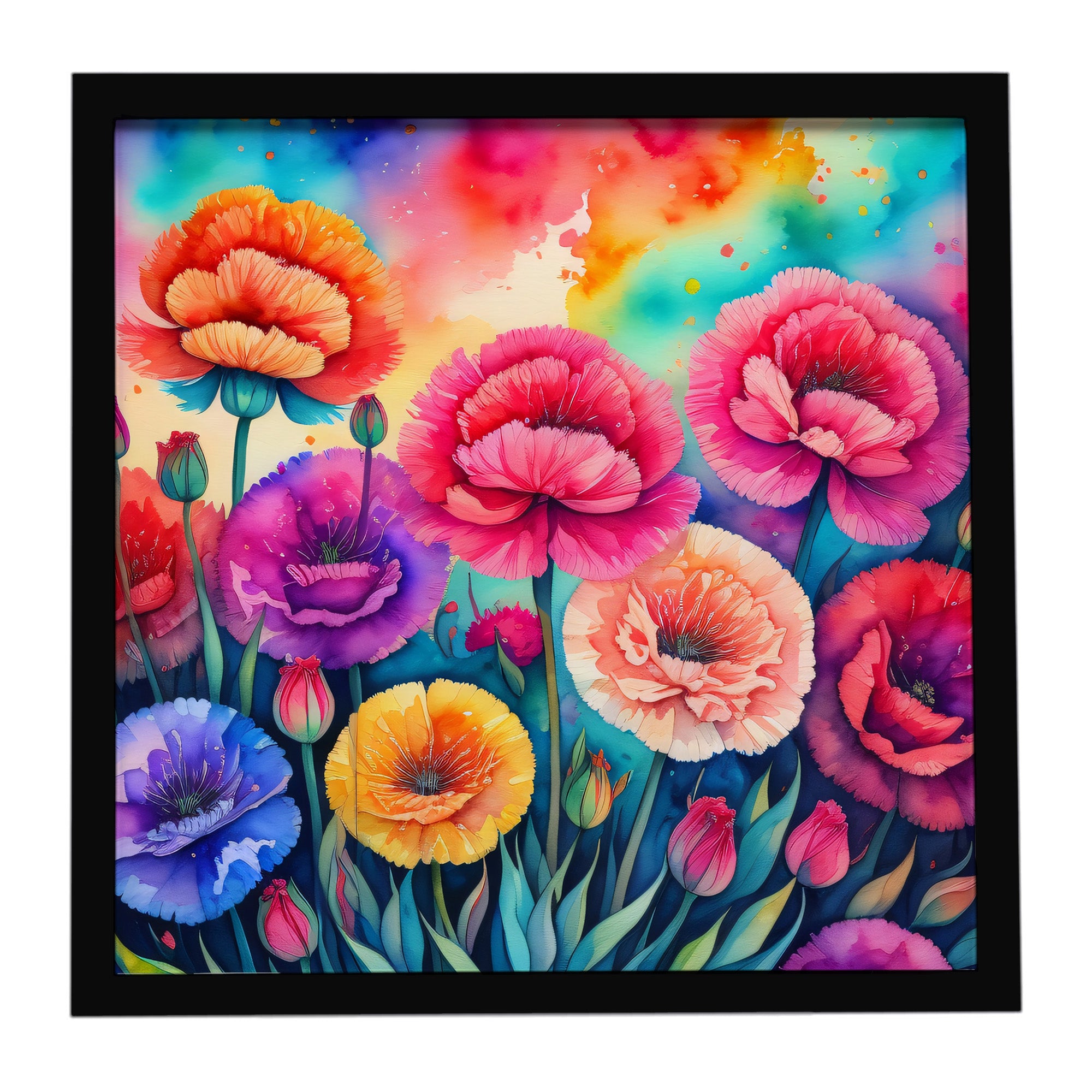 Caroline's Treasures Colorful Carnations Framed Metal Print
