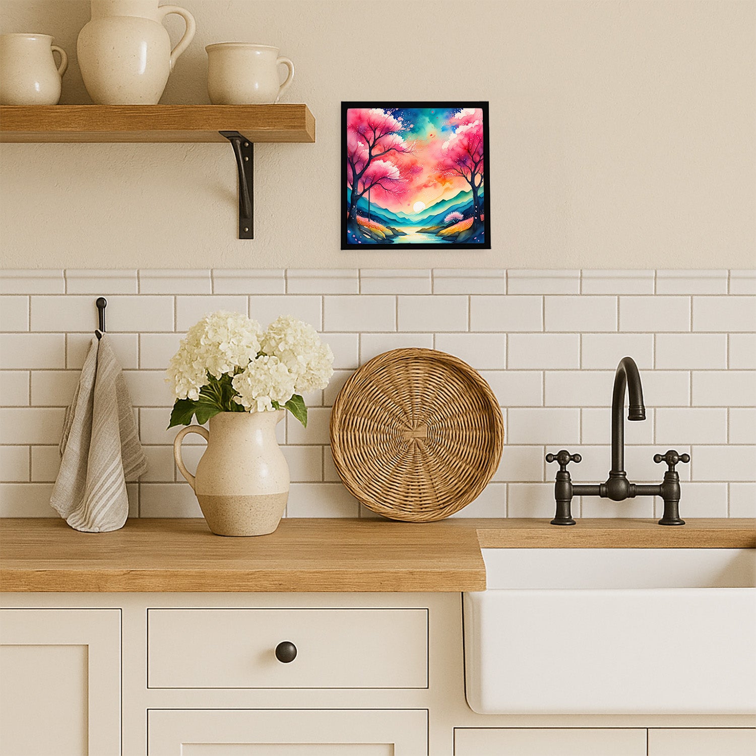 Caroline's Treasures Colorful Cherry Blossoms Framed Metal Print