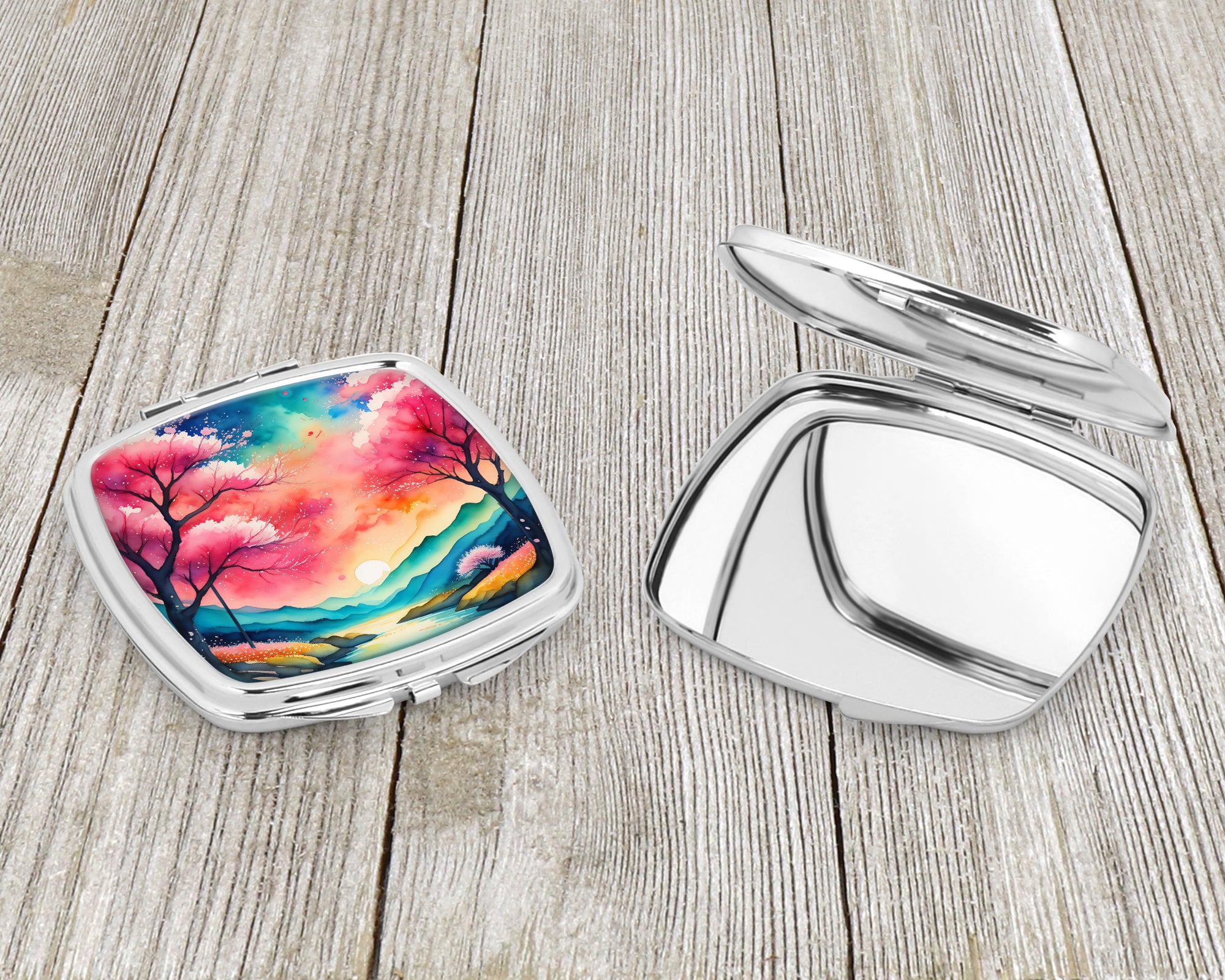Colorful Cherry Blossoms Compact Mirror