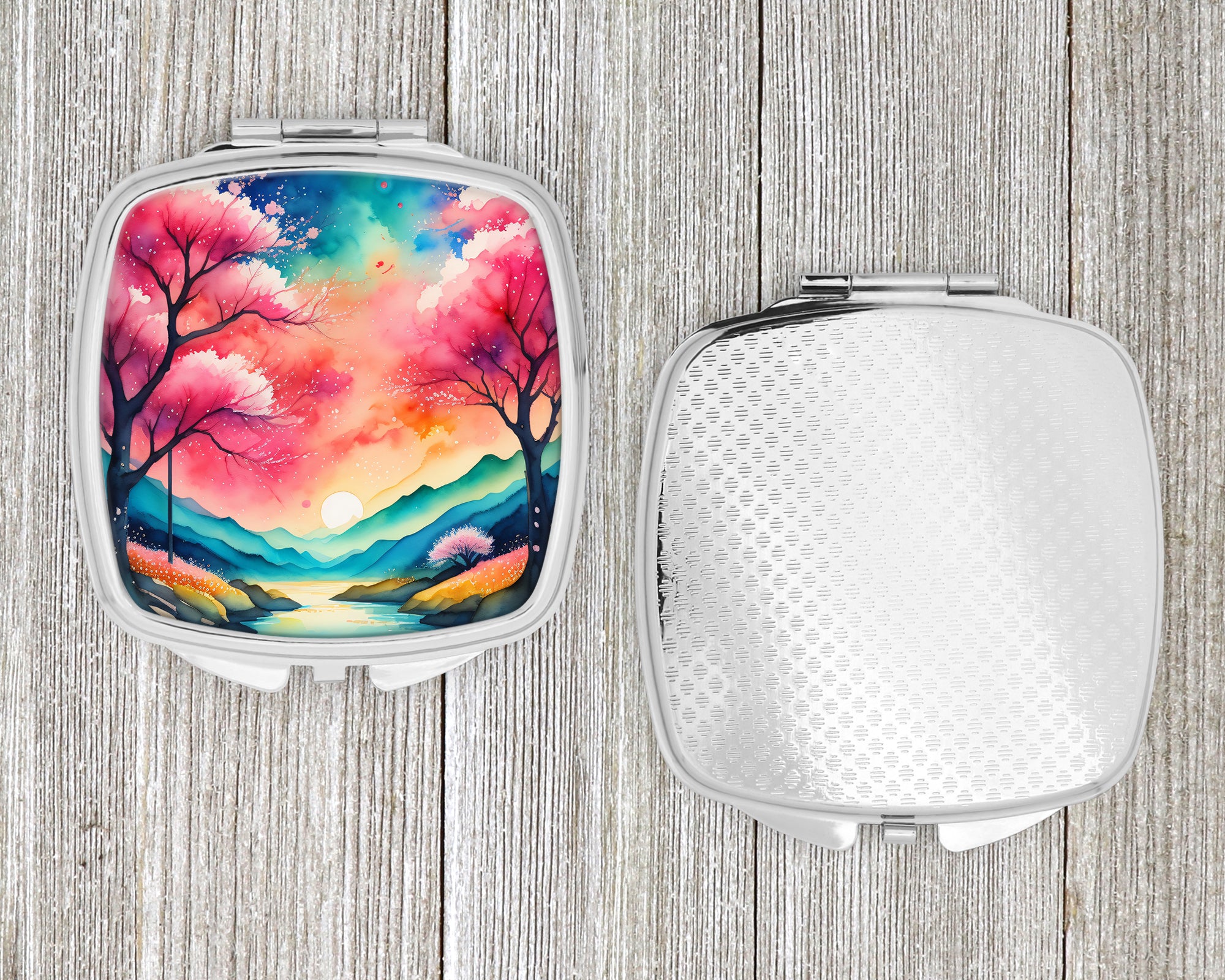 Colorful Cherry Blossoms Compact Mirror