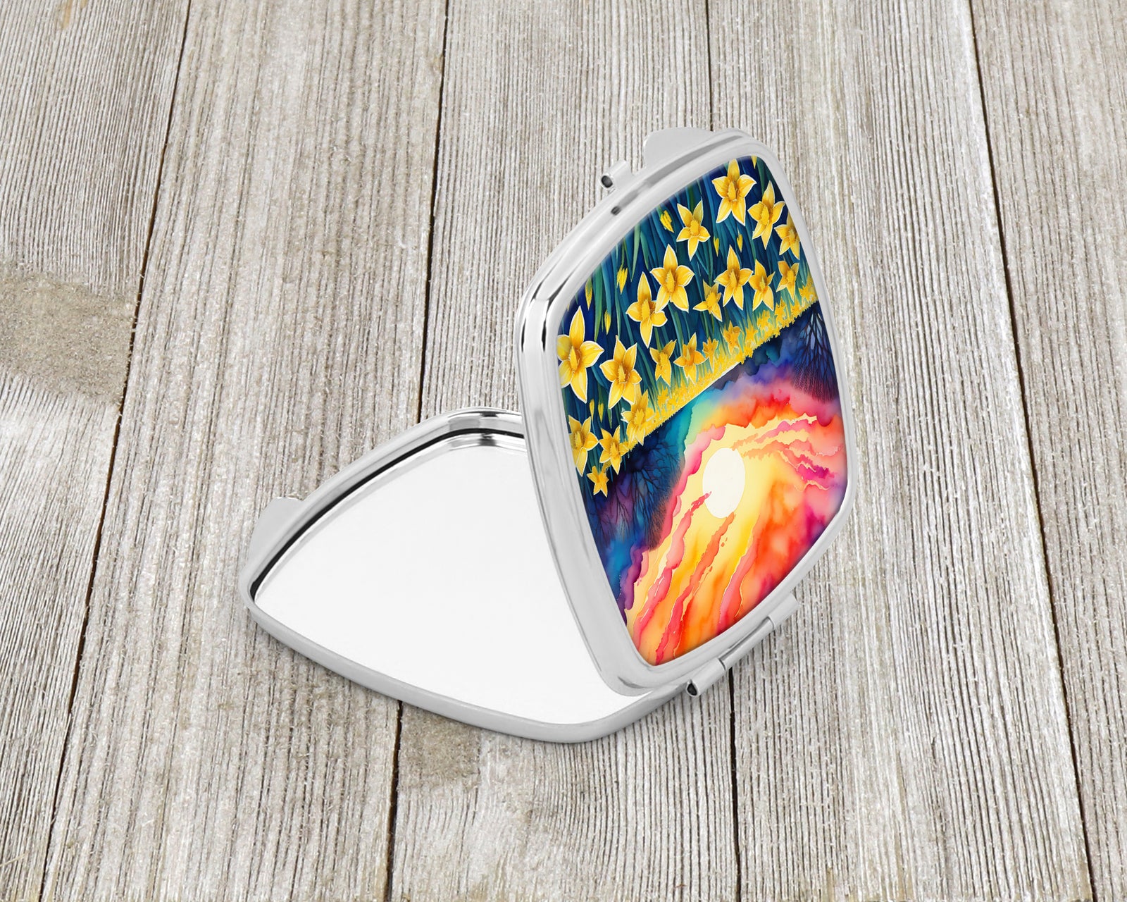 Caroline's Treasures Colorful Daffodils Compact Mirror – Stylish Purse Mirror with Artistic Covers