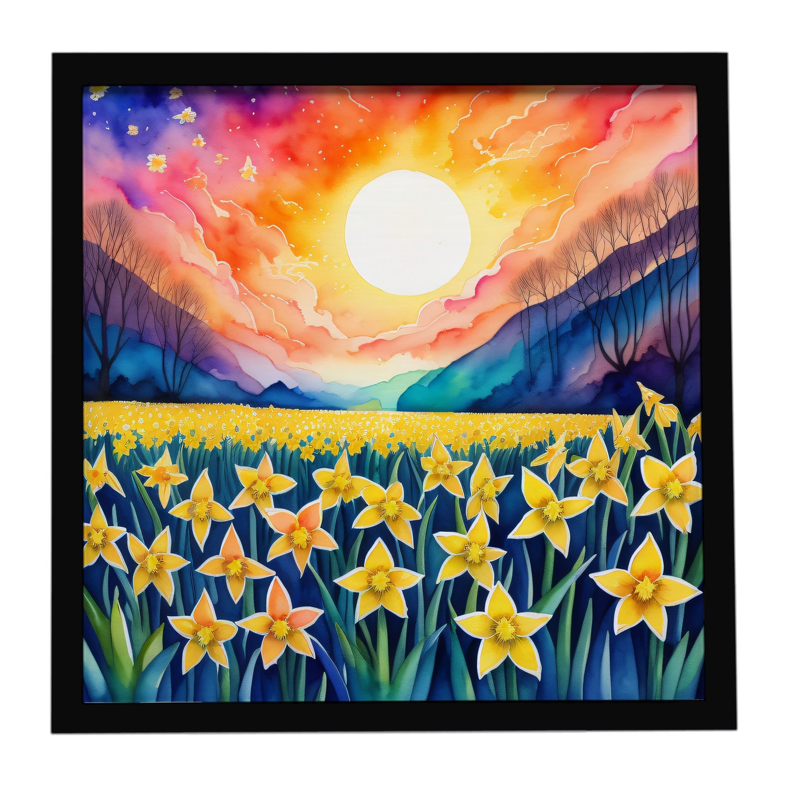 Caroline's Treasures Colorful Daffodils Framed Metal Print