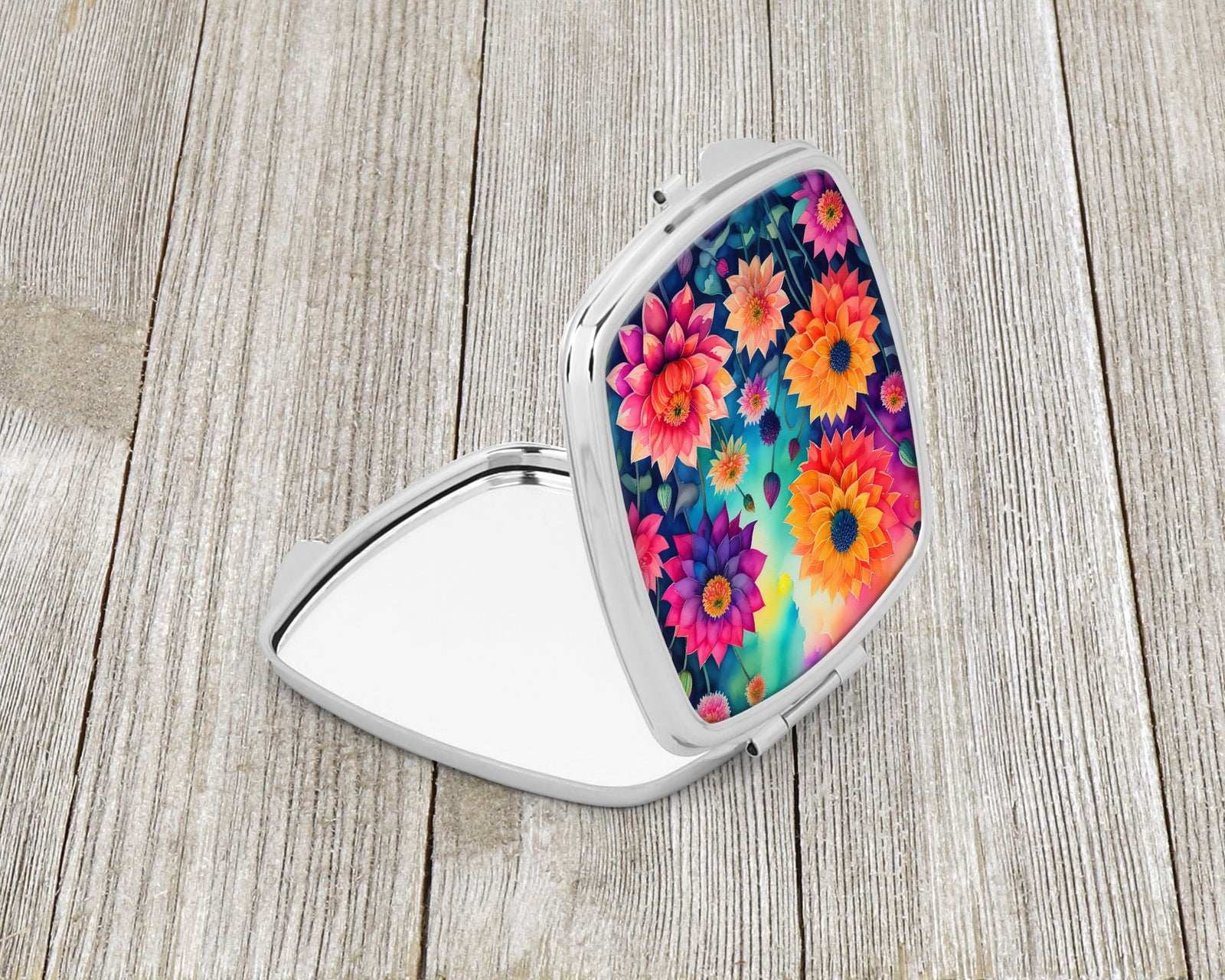Caroline's Treasures Colorful Dahlias Compact Mirror – Stylish Purse Mirror with Artistic Covers