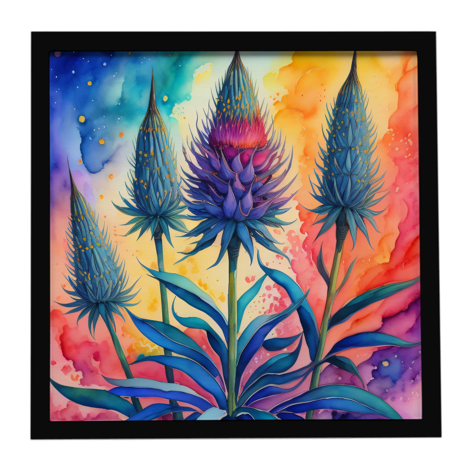 Caroline's Treasures Colorful Eryngium Framed Metal Print
