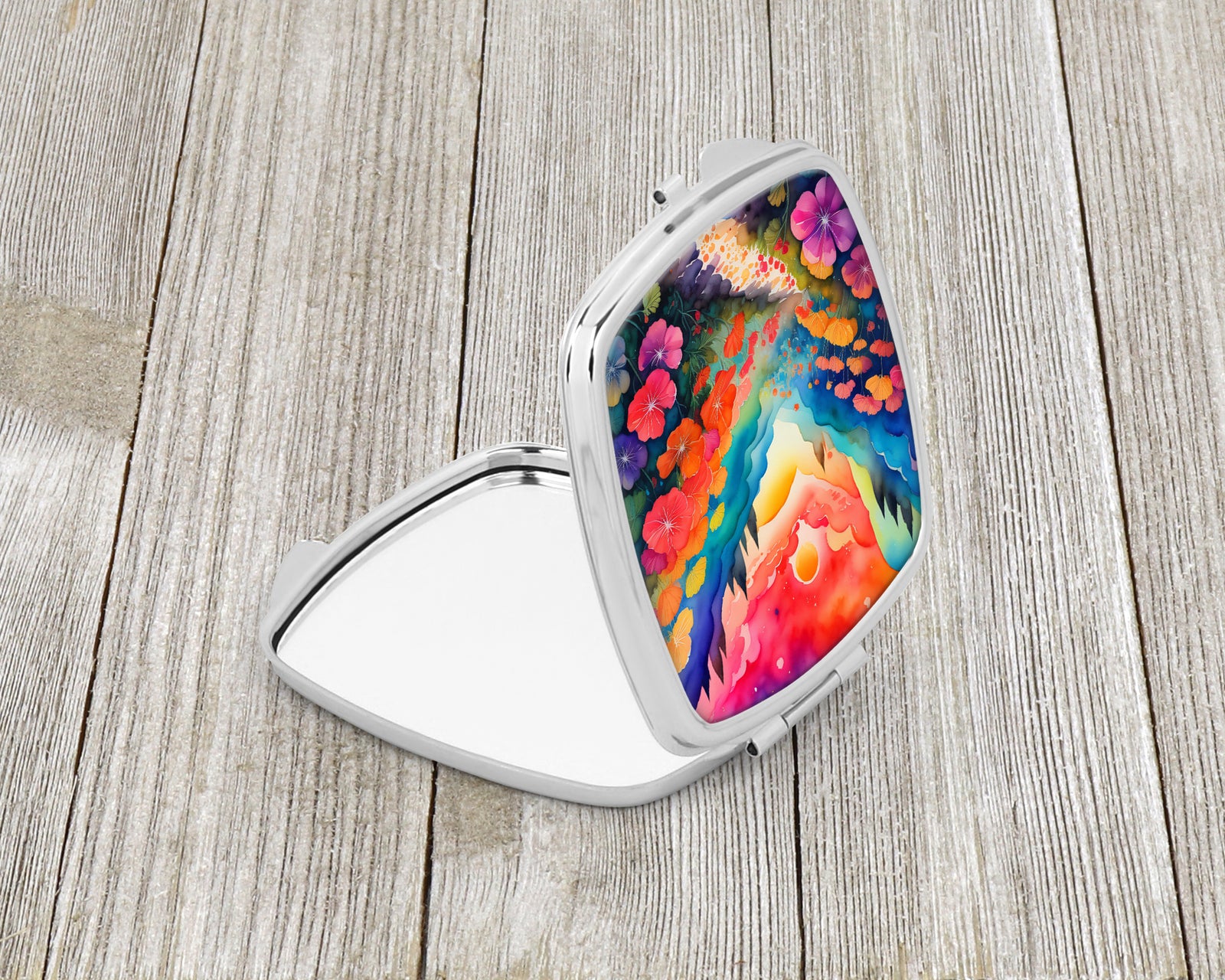 Caroline's Treasures Colorful Geraniums Compact Mirror – Stylish Purse Mirror with Artistic Covers