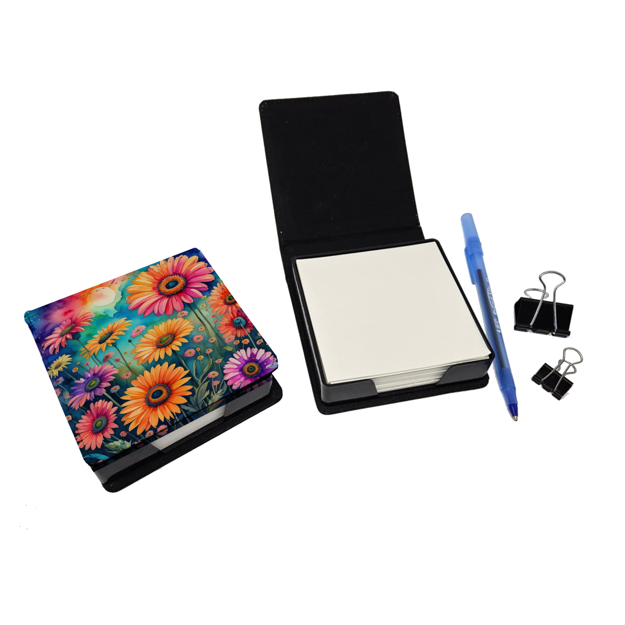 Caroline's Treasures Colorful Gerbera Daisies PU Leather Note Paper Holder