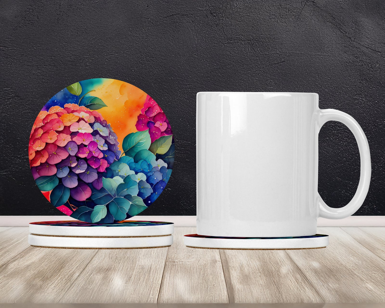 Caroline's Treasures Colorful Hydrangeas Large Sandstone Coasters Pack of 4