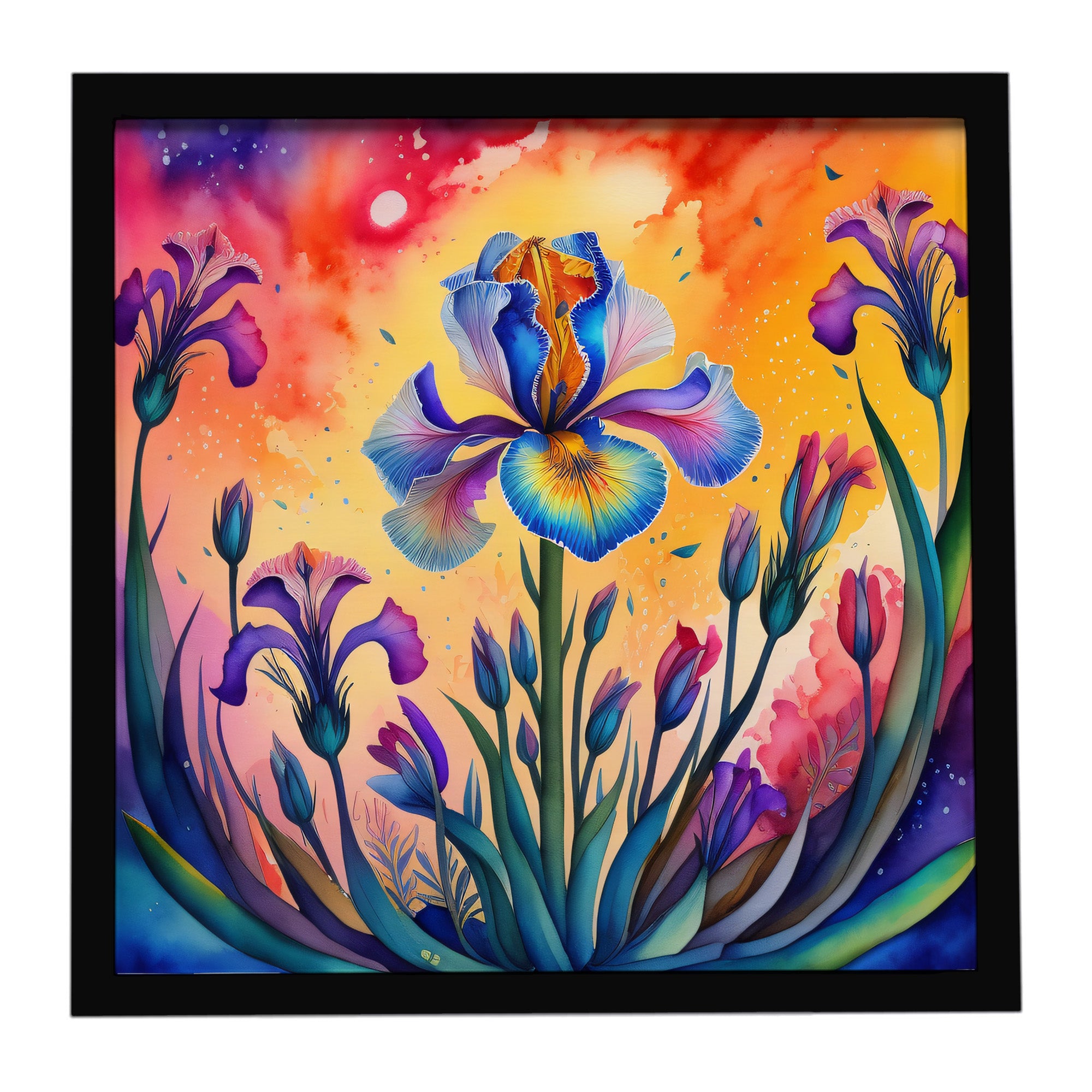 Caroline's Treasures Colorful Iris Framed Metal Print