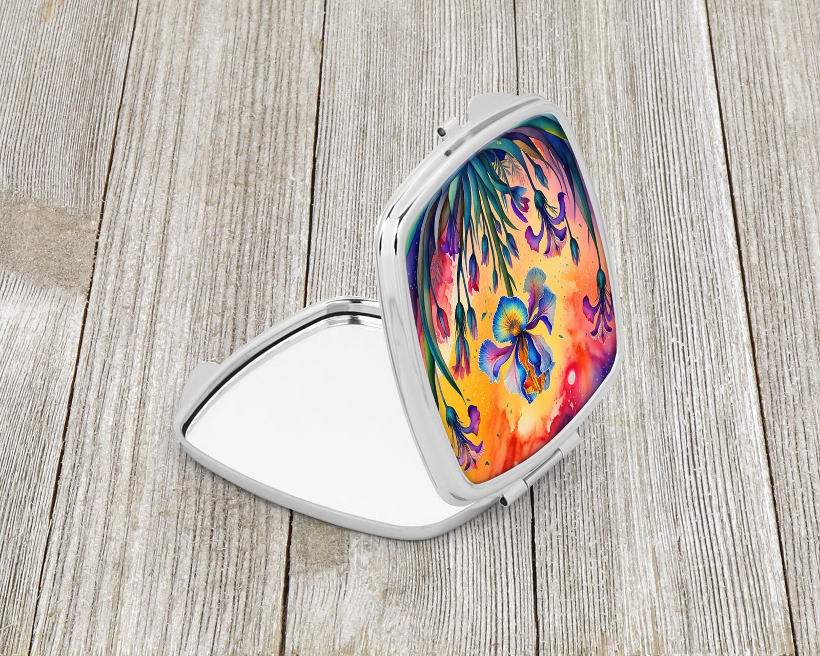 Caroline's Treasures Colorful Iris Compact Mirror – Stylish Purse Mirror with Artistic Covers
