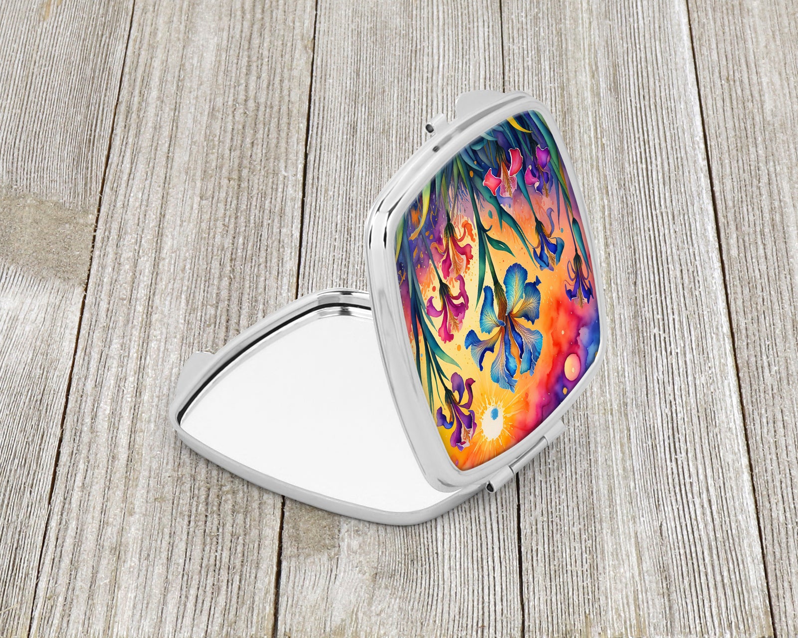 Caroline's Treasures Colorful Iris Compact Mirror – Stylish Purse Mirror with Artistic Covers