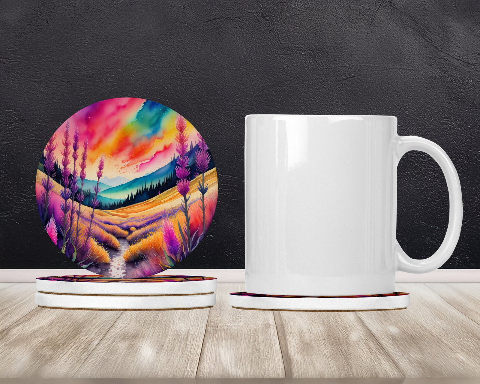 Caroline's Treasures Colorful Liatris Large Sandstone Coasters Pack of 4