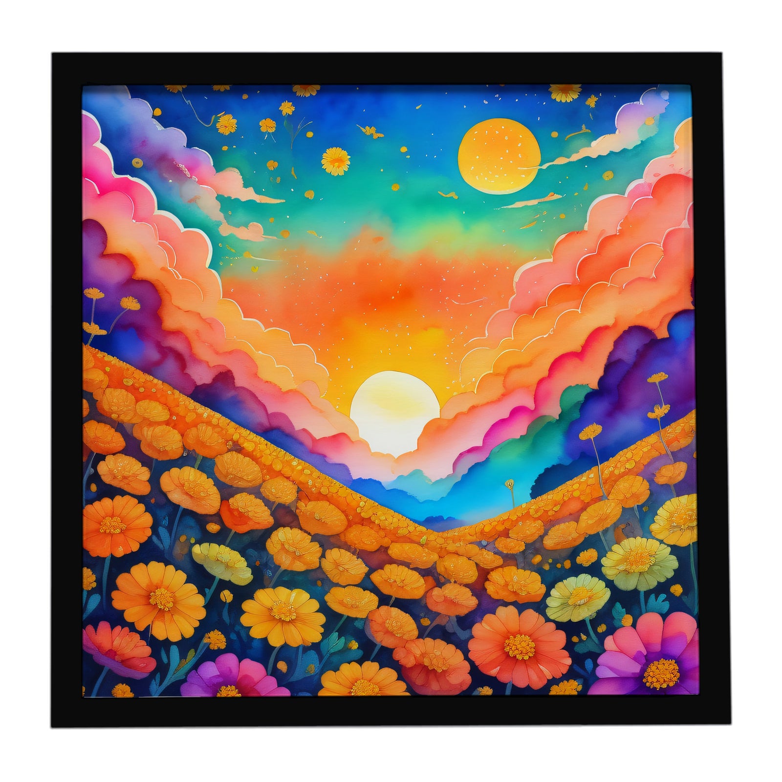 Caroline's Treasures Colorful Marigolds Framed Metal Print