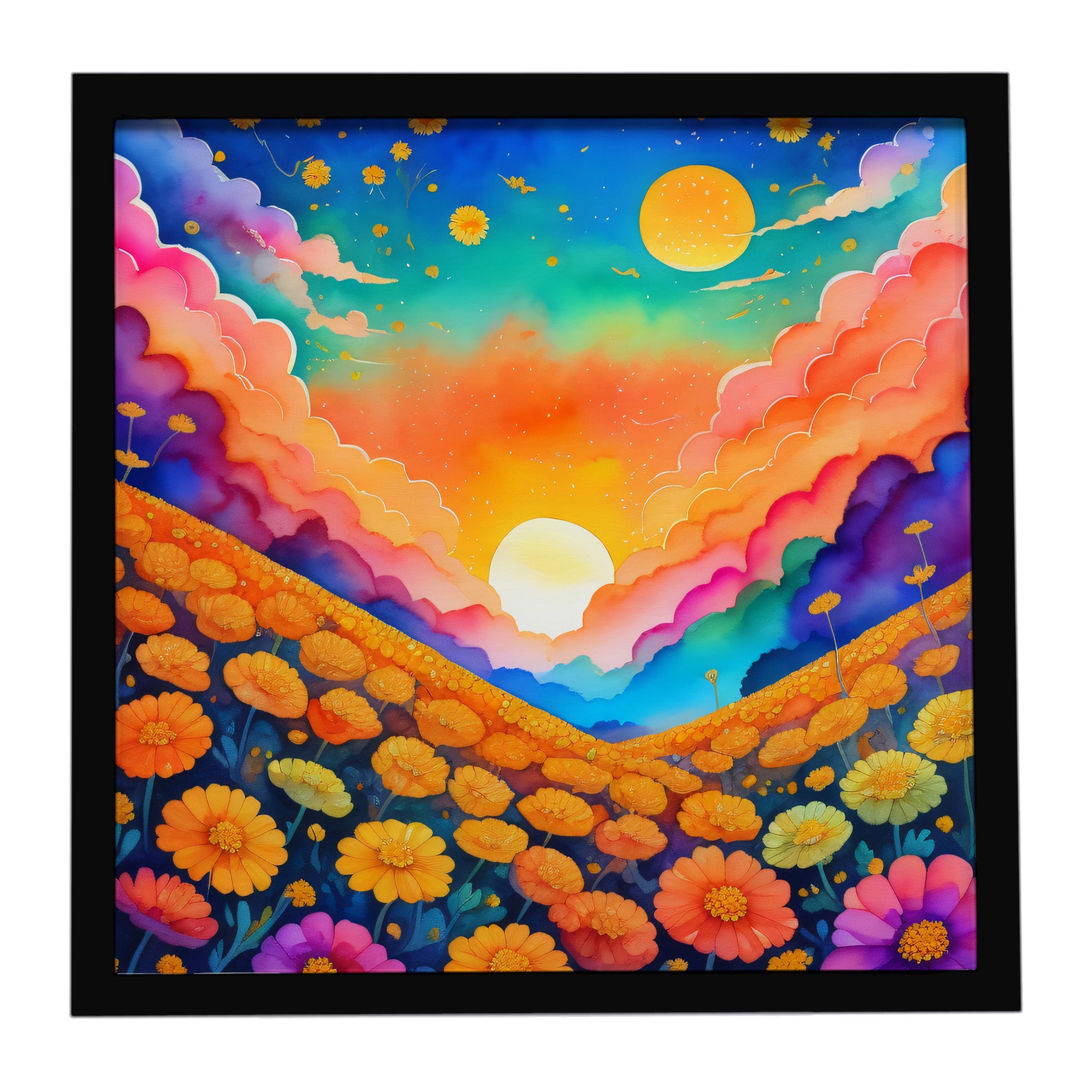 Caroline's Treasures Colorful Marigolds Framed Metal Print