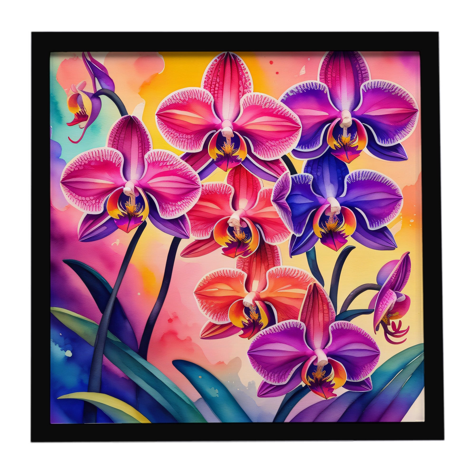Caroline's Treasures Colorful Orchids Framed Metal Print