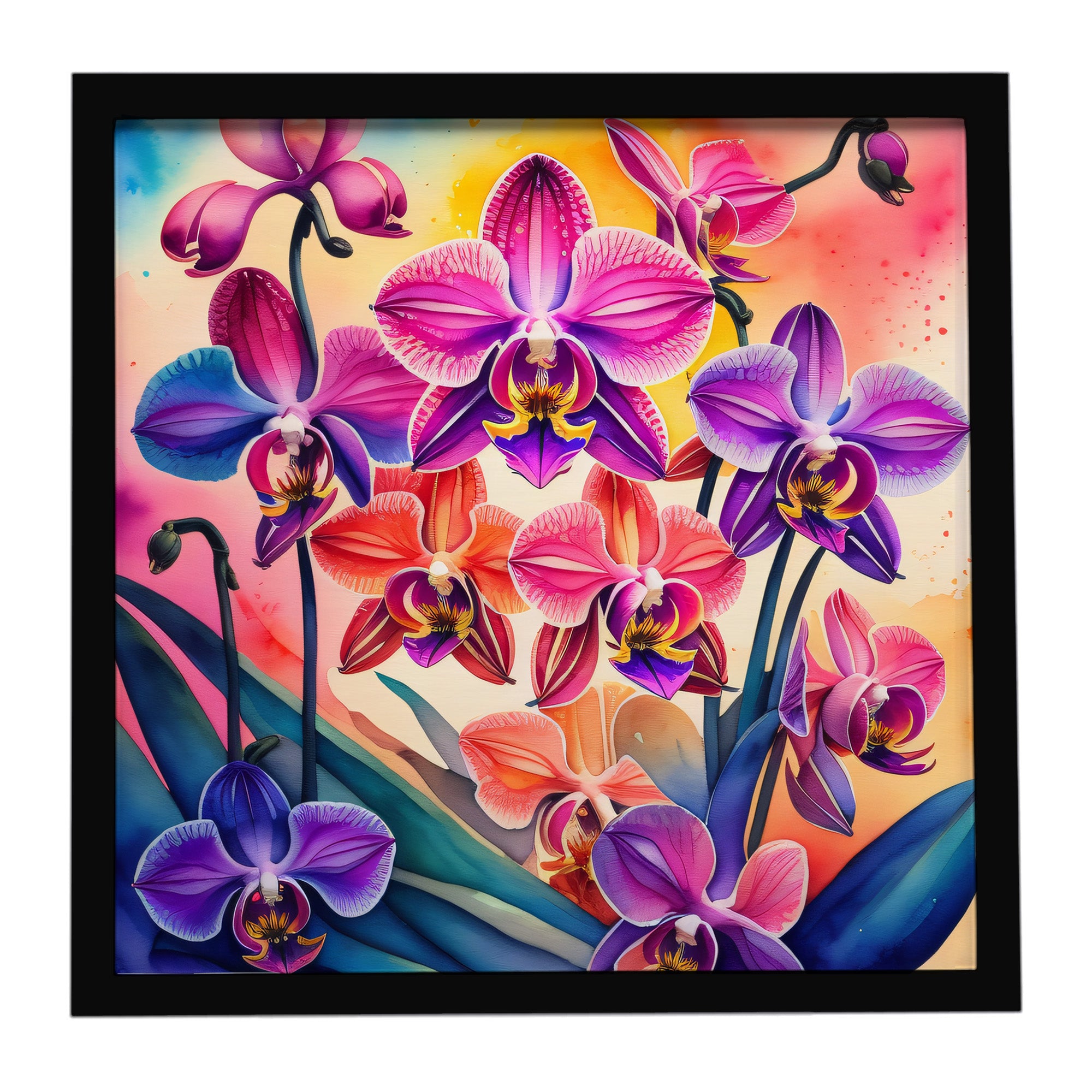 Caroline's Treasures Colorful Orchids Framed Metal Print