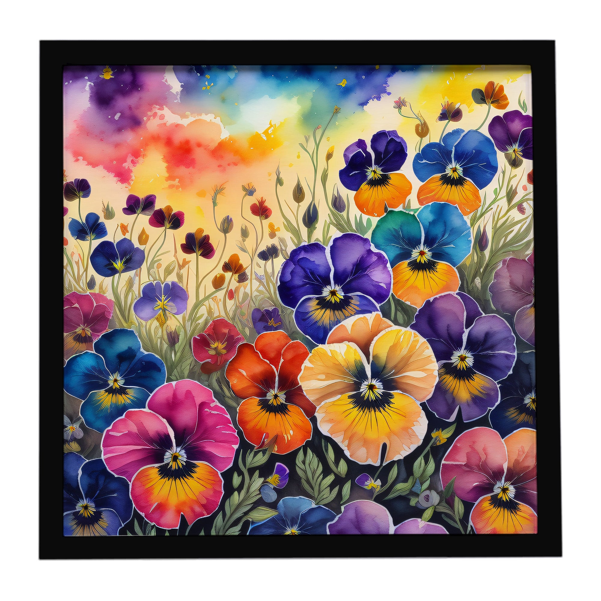 Caroline's Treasures Colorful Pansies Framed Metal Print