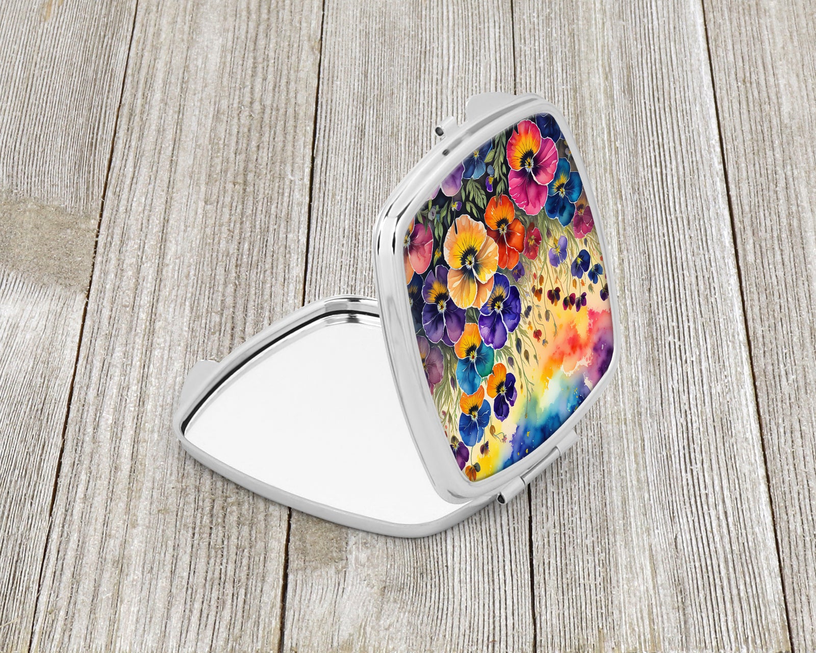 Caroline's Treasures Colorful Pansies Compact Mirror – Stylish Purse Mirror with Artistic Covers