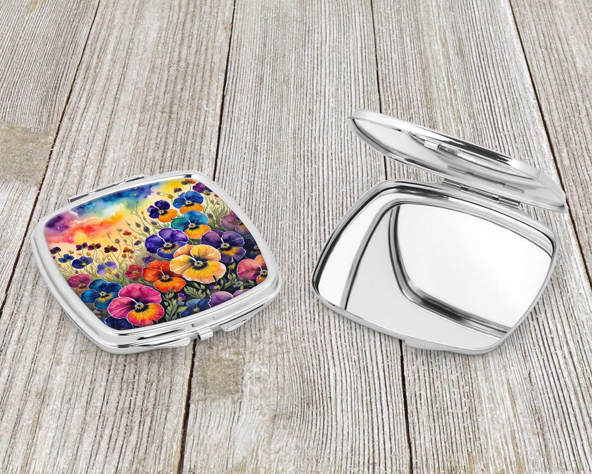 Colorful Pansies Compact Mirror