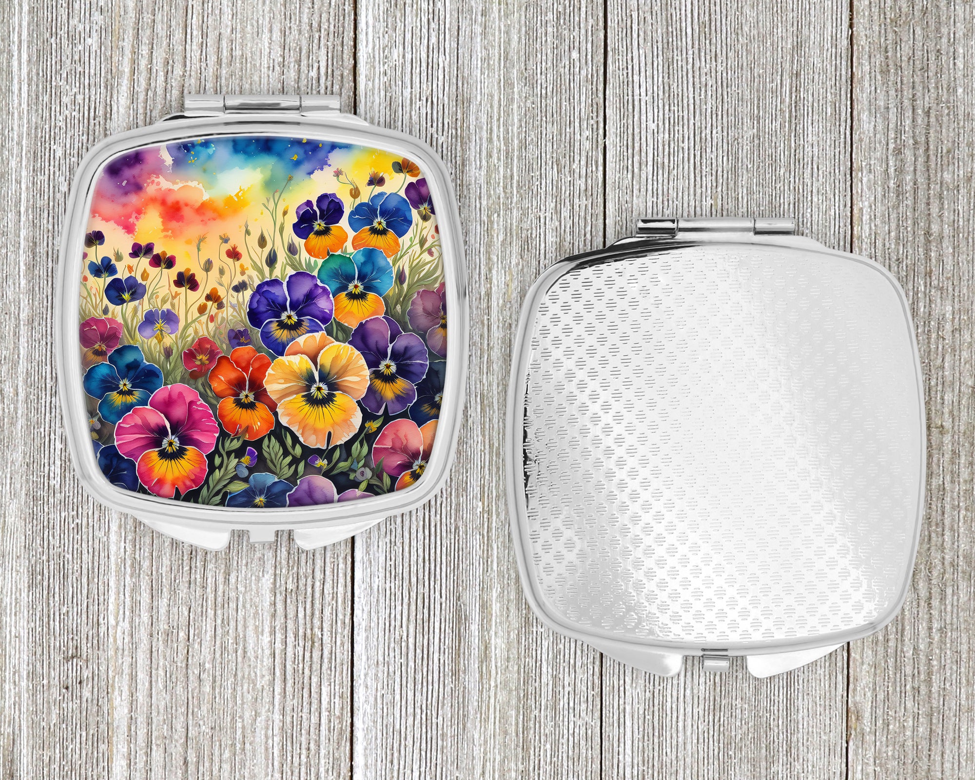 Colorful Pansies Compact Mirror