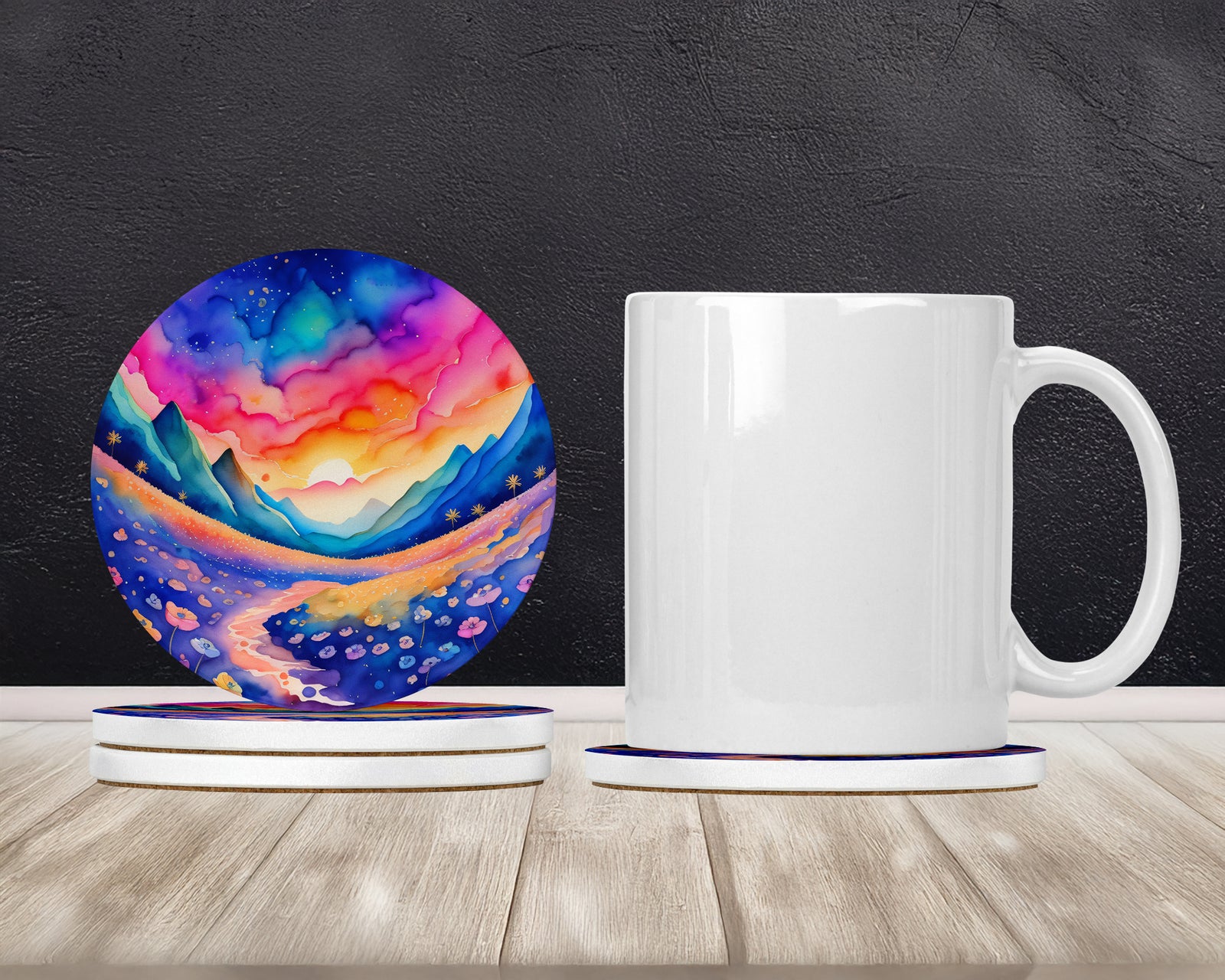 Caroline's Treasures Colorful Periwinkles Large Sandstone Coasters Pack of 4