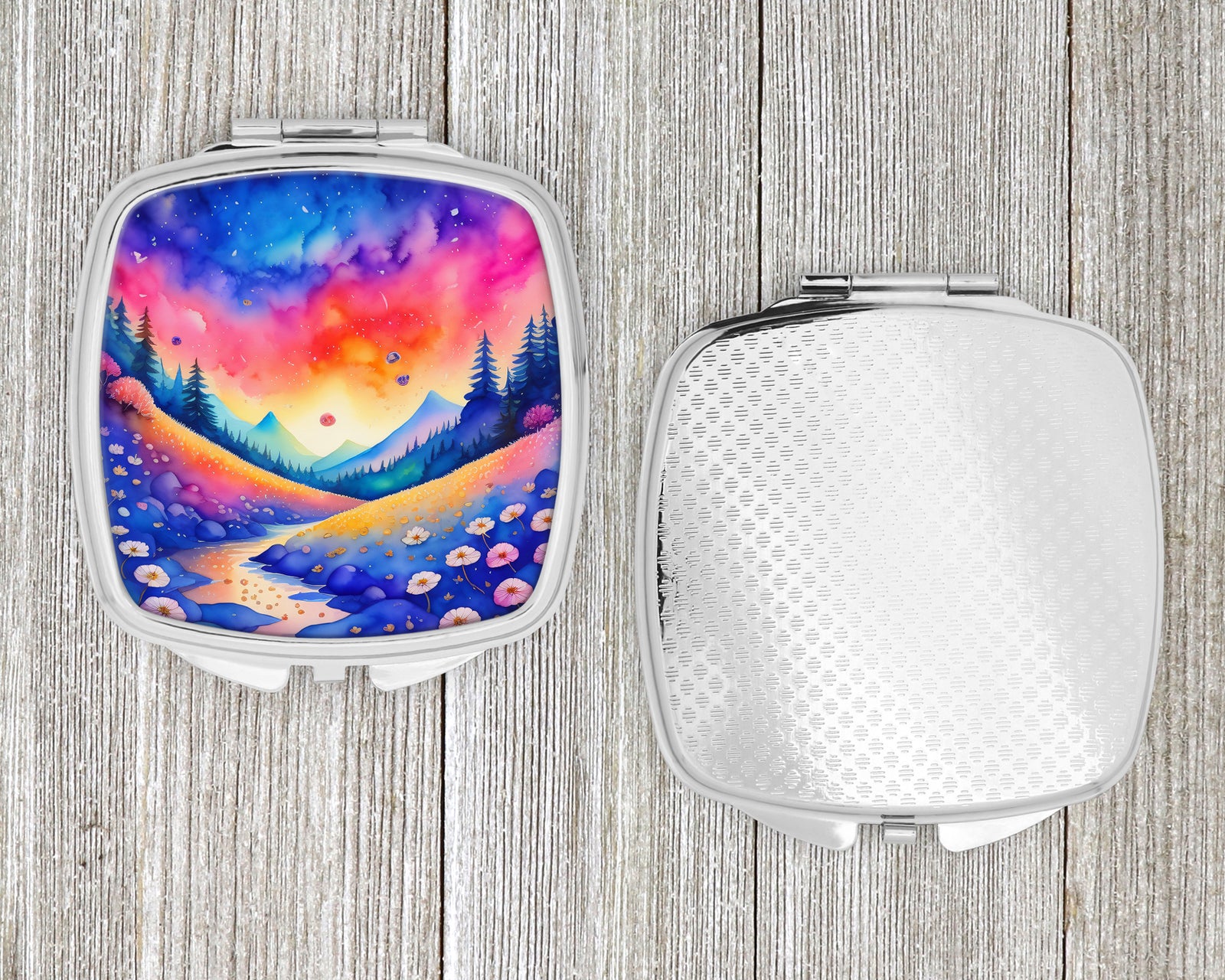 Caroline's Treasures Colorful Periwinkles Compact Mirror – Stylish Purse Mirror with Artistic Covers