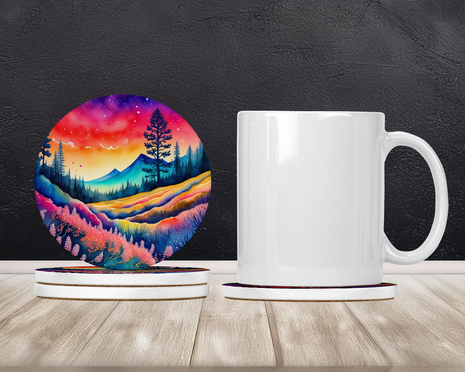 Caroline's Treasures Colorful Yarrow Large Sandstone Coasters Pack of 4