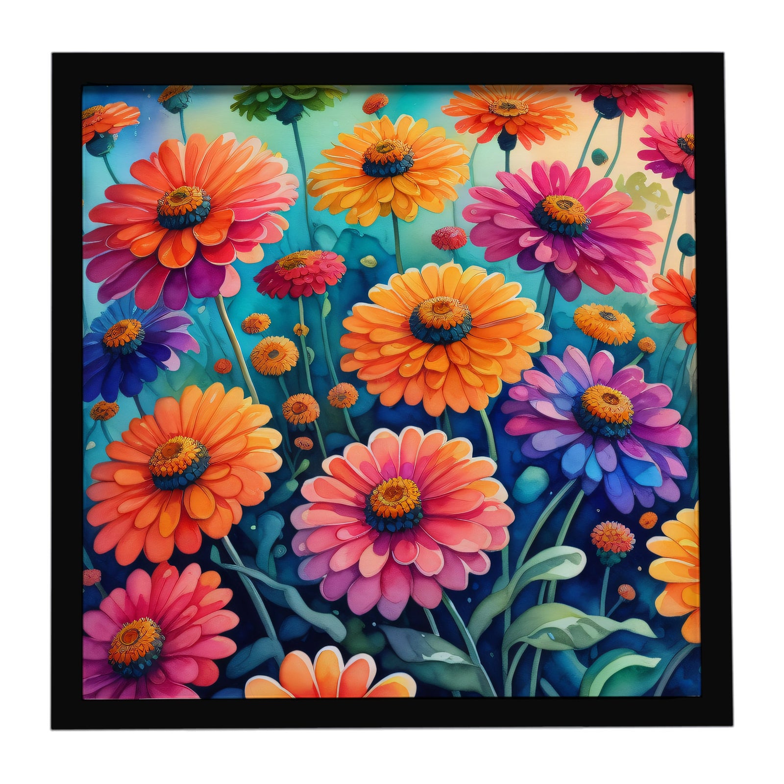 Caroline's Treasures Colorful Zinnias Framed Metal Print