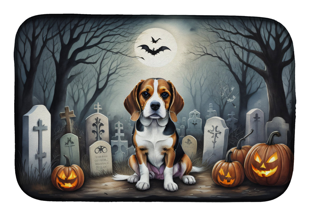 Caroline's Treasures Beagle Spooky Halloween Dish Drying Mat