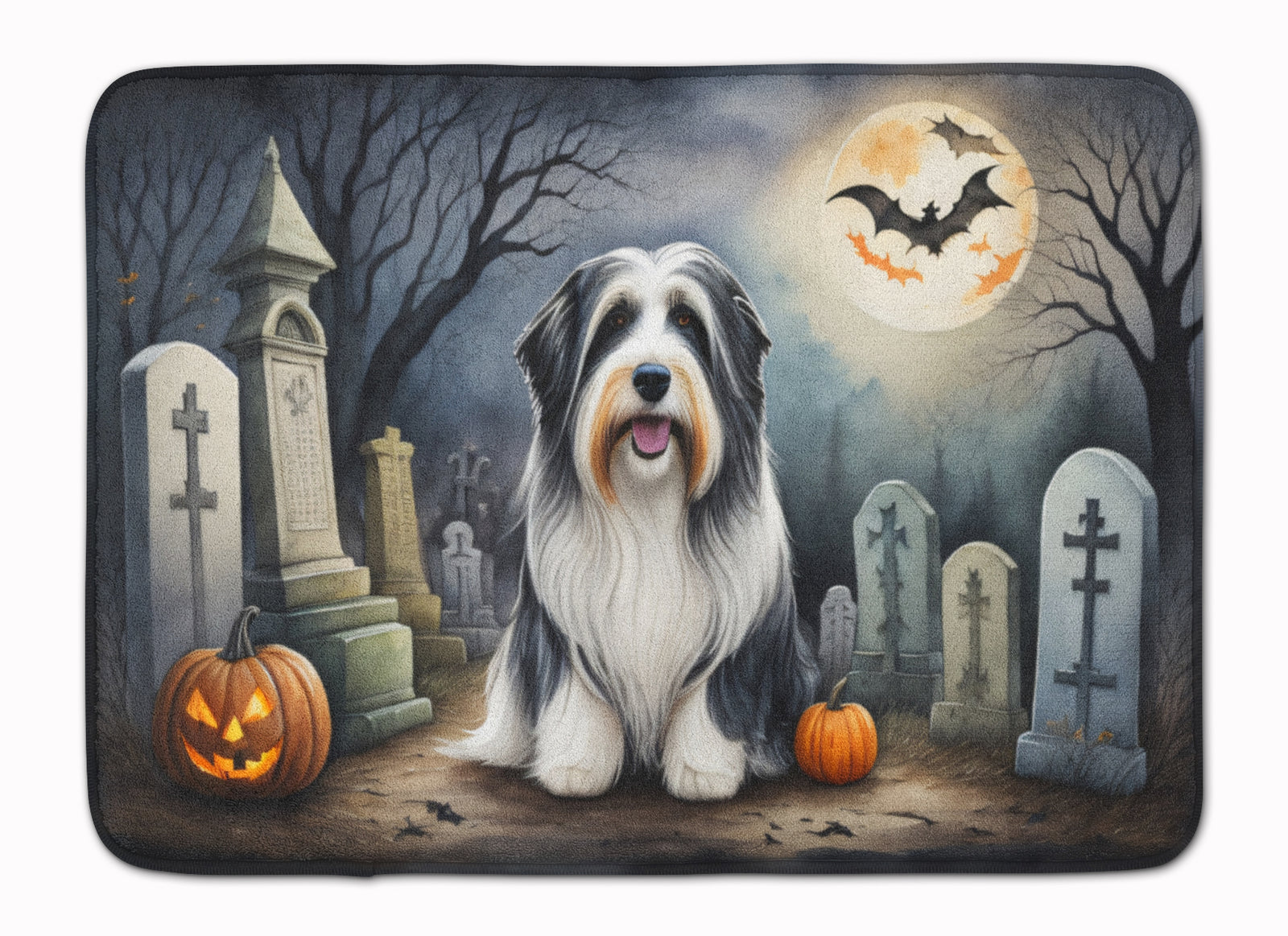 Caroline's Treasures Bearded Collie Spooky Halloween Memory Foam Kitchen Mat