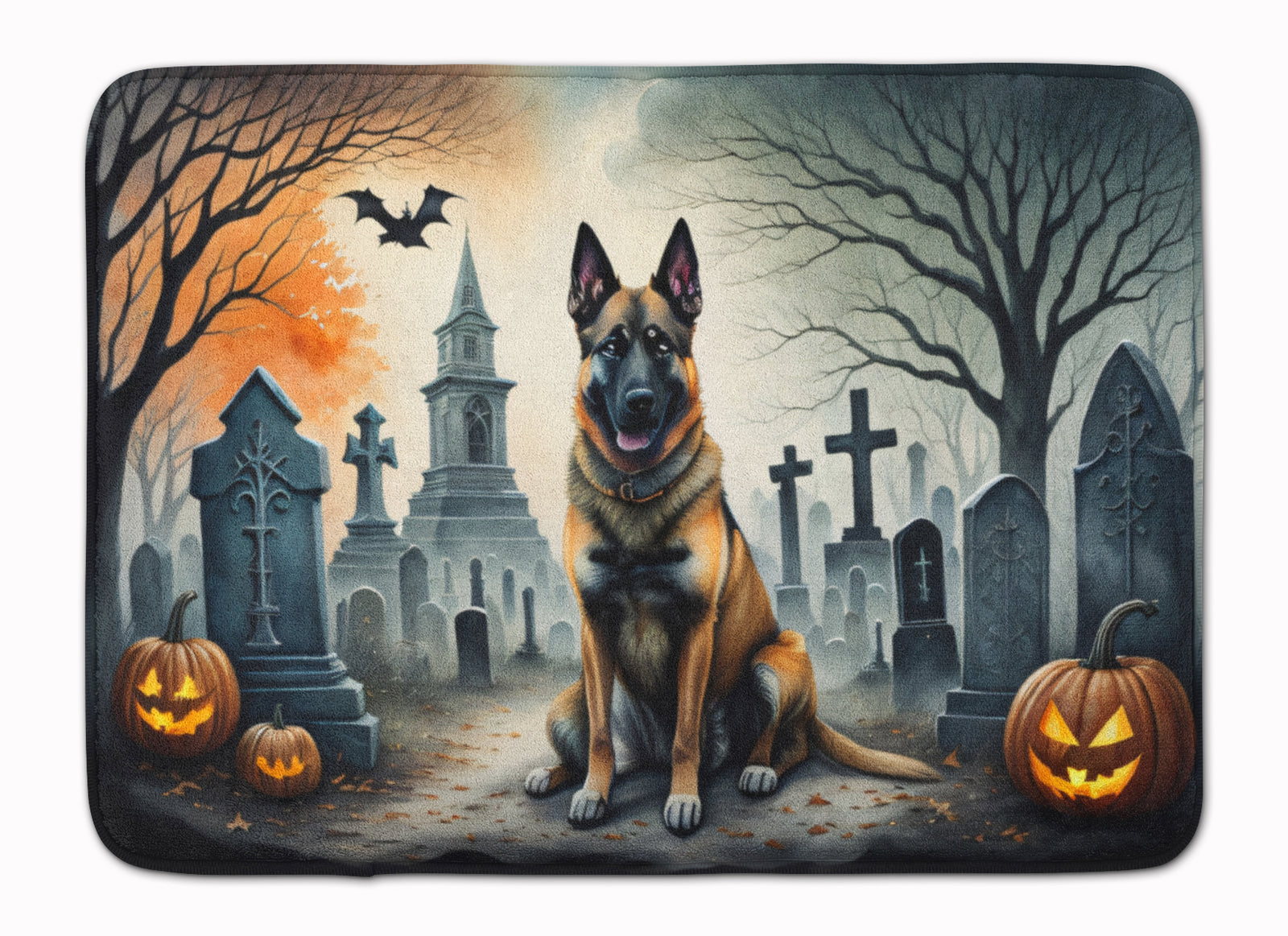 Caroline's Treasures Belgian Malinois Spooky Halloween Memory Foam Kitchen Mat