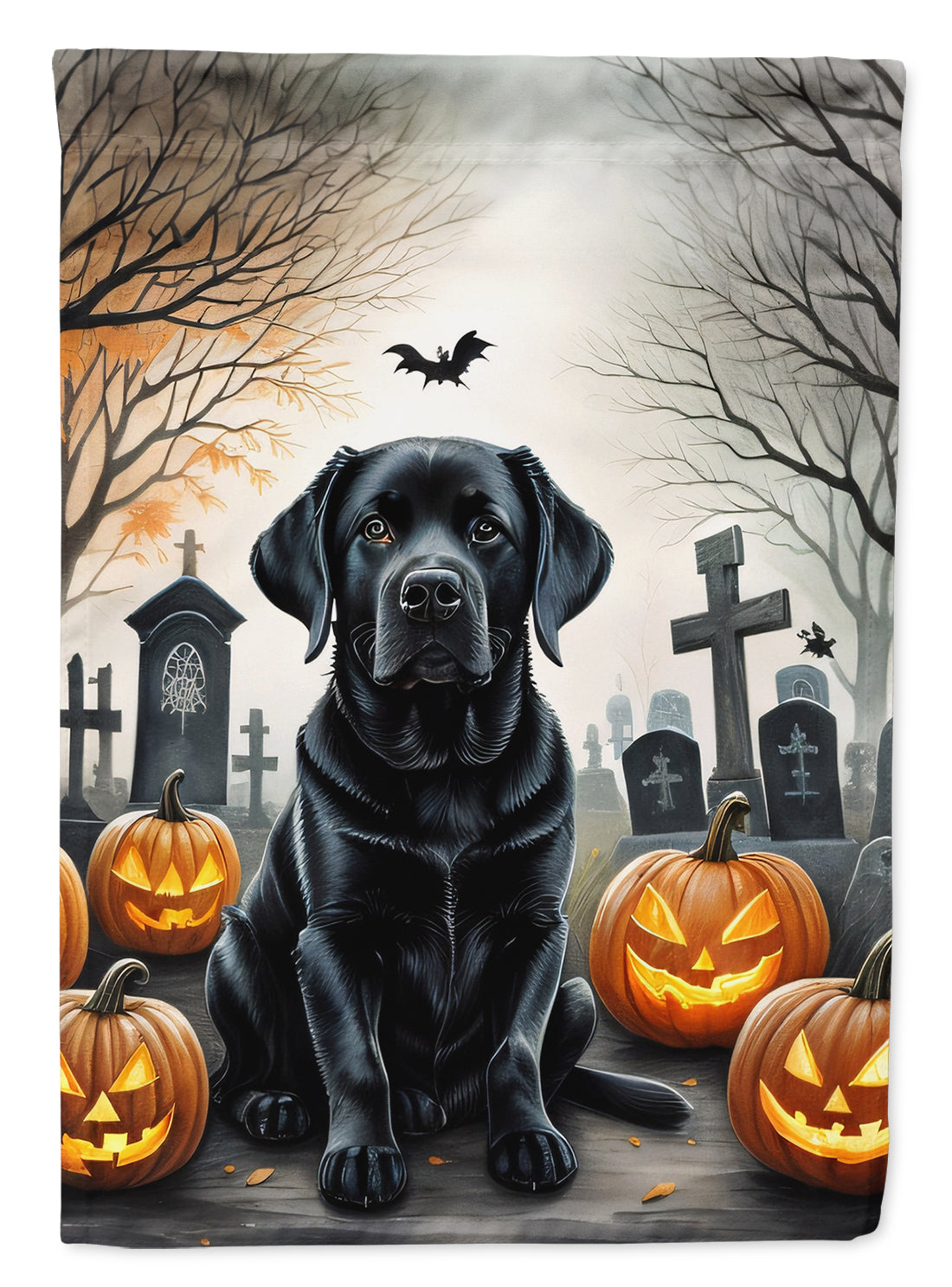 Caroline's Treasures Black Labrador Retriever Spooky Halloween Garden Flag Mailbox Decorative Yard Banner Outside Patio Artwork for Flower Beds, Garden Size, Multicolor