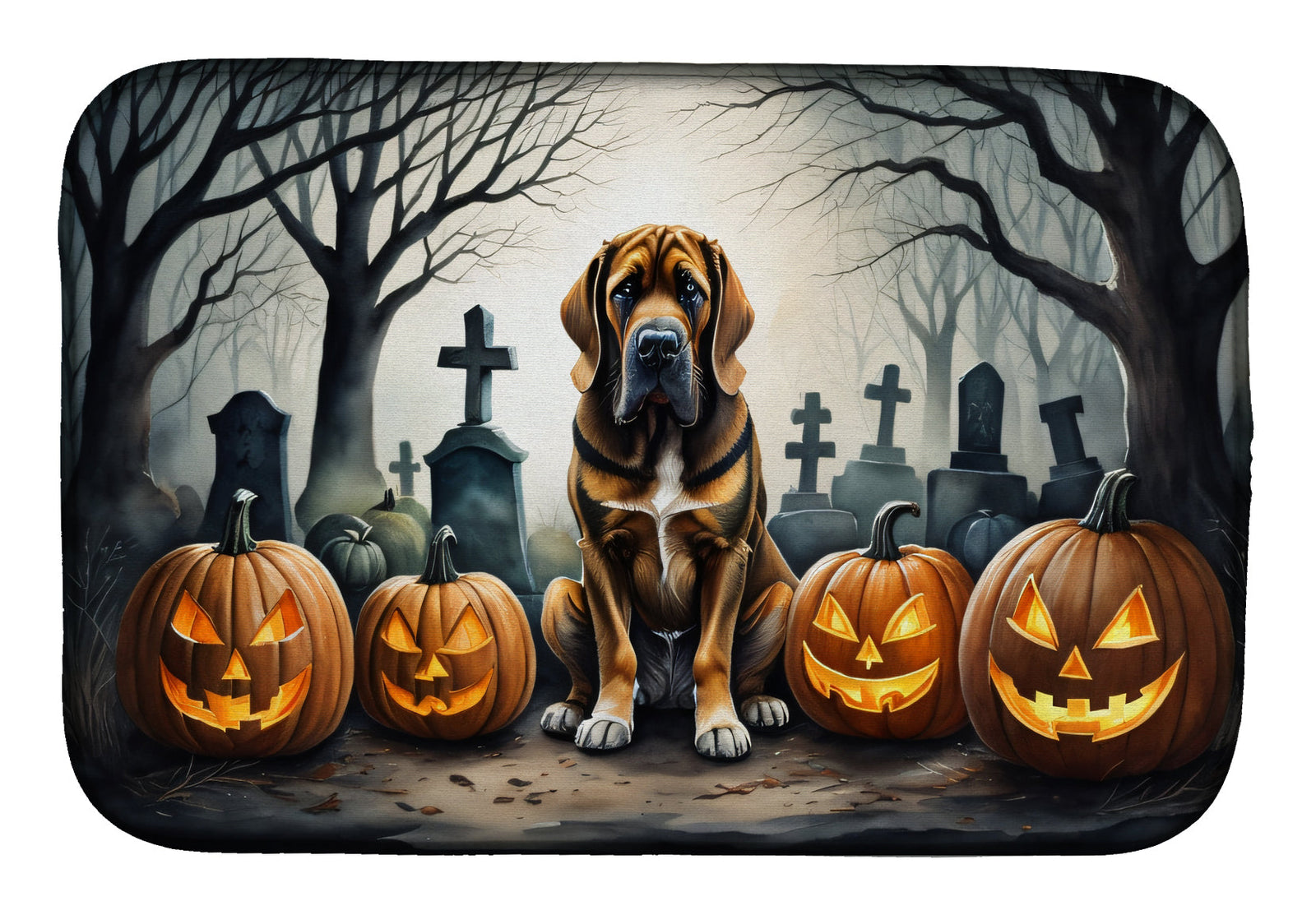 Caroline's Treasures Bloodhound Spooky Halloween Dish Drying Mat