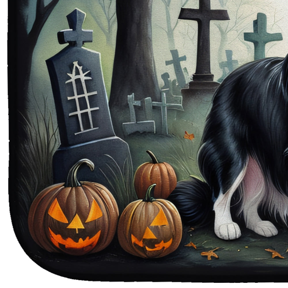 Caroline's Treasures Border Collie Spooky Halloween Dish Drying Mat