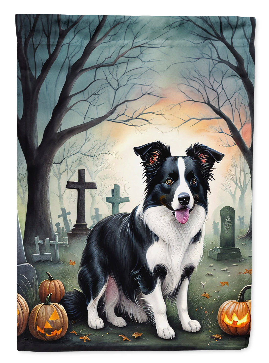 Caroline's Treasures Border Collie Spooky Halloween Garden Flag Mailbox Decorative Yard Banner Outside Patio Artwork for Flower Beds, Garden Size, Multicolor