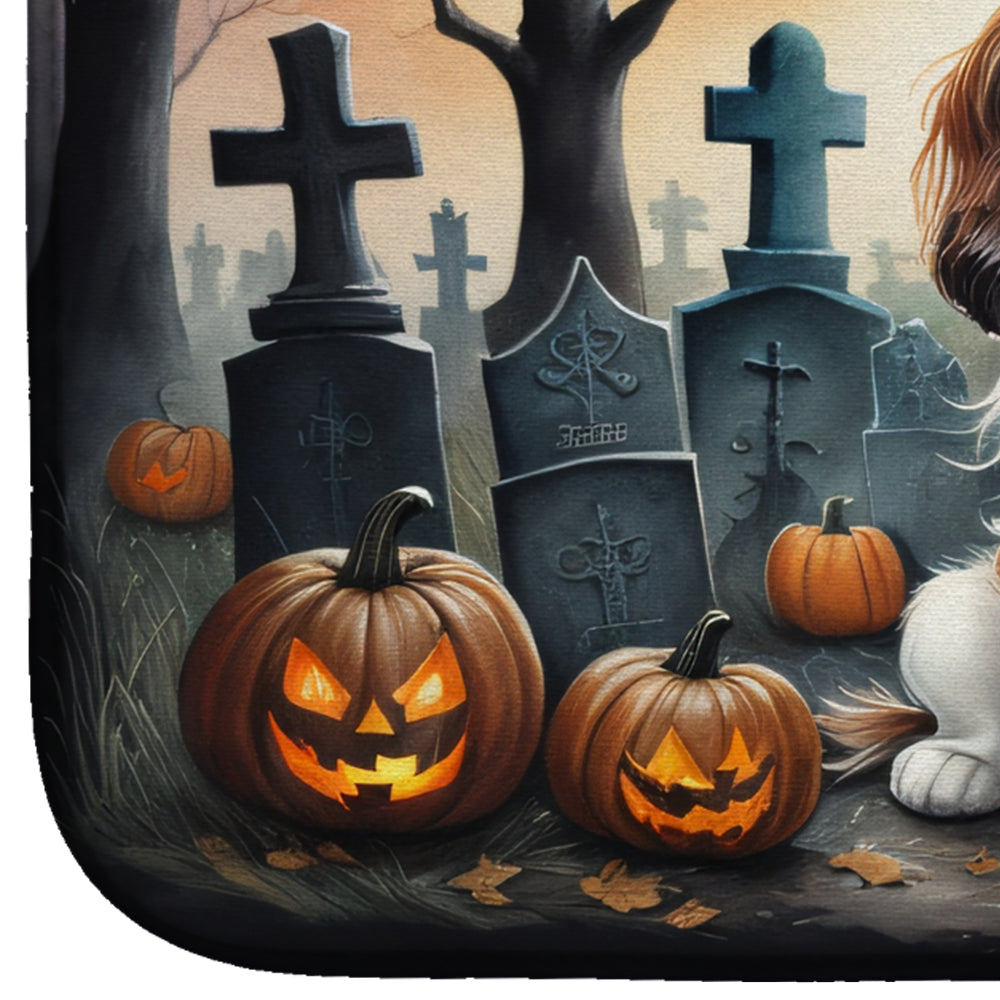 Caroline's Treasures Cavalier Spaniel Spooky Halloween Dish Drying Mat