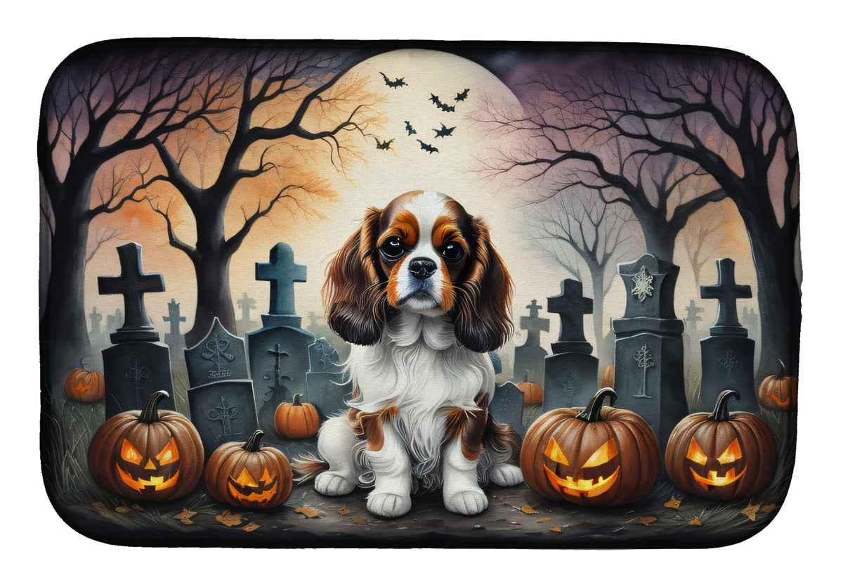 Caroline's Treasures Cavalier Spaniel Spooky Halloween Dish Drying Mat