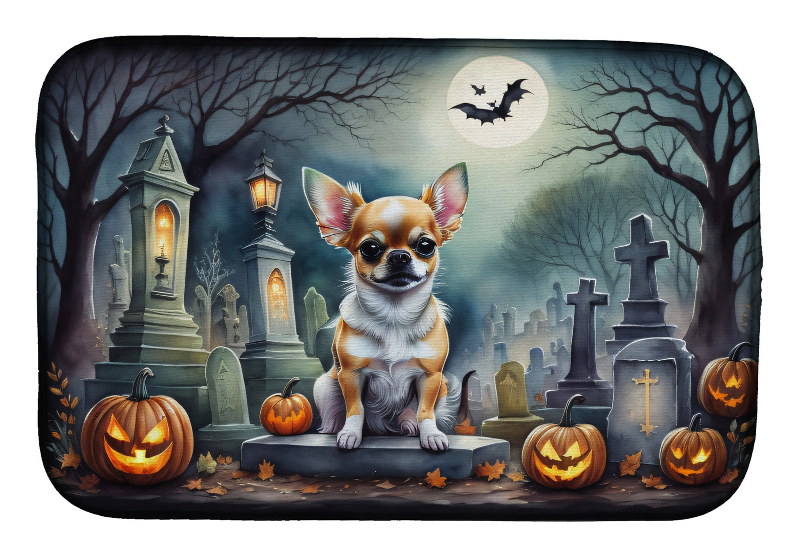 Caroline's Treasures Chihuahua Spooky Halloween Dish Drying Mat