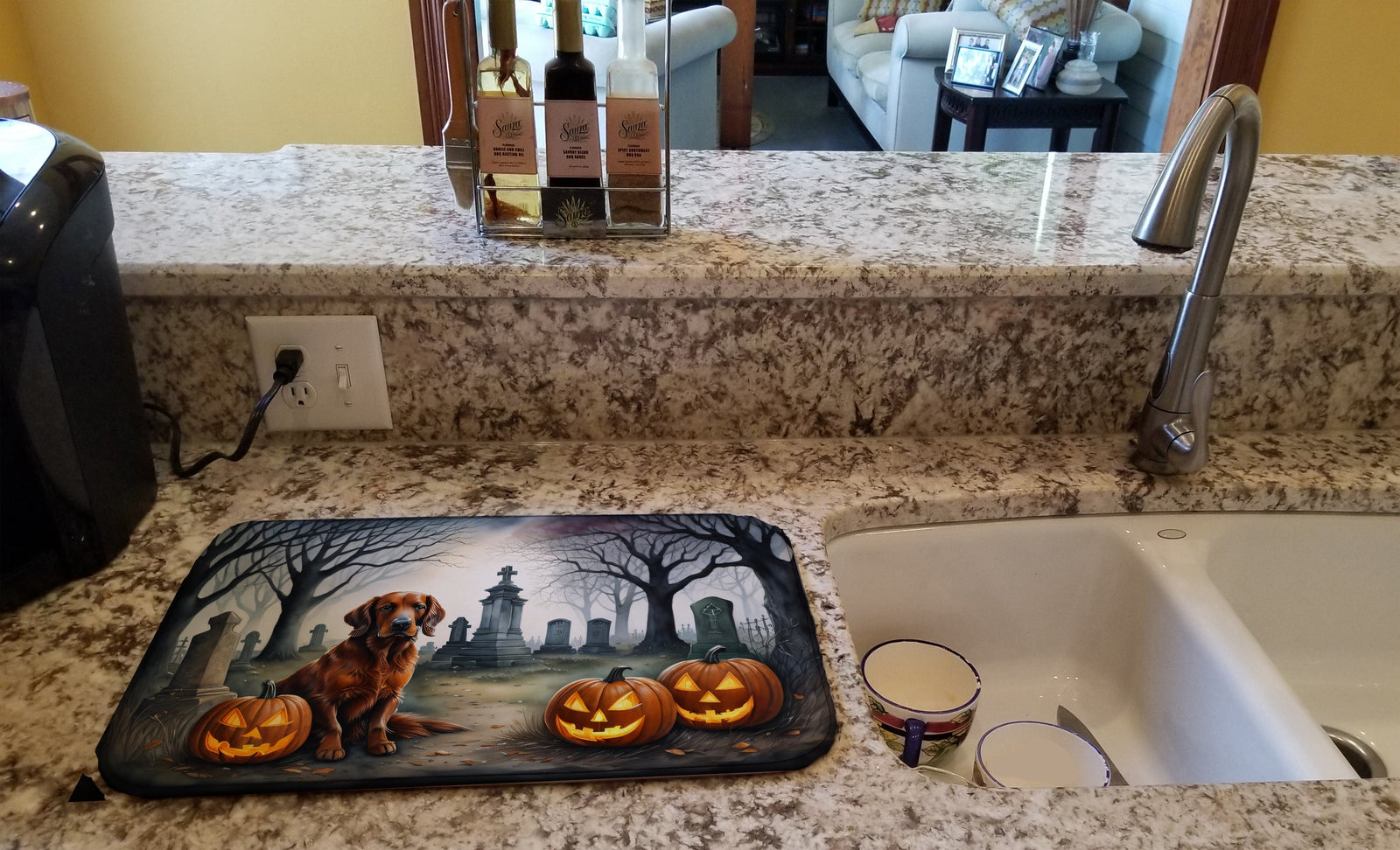 Caroline's Treasures Irish Setter Spooky Halloween Dish Drying Mat